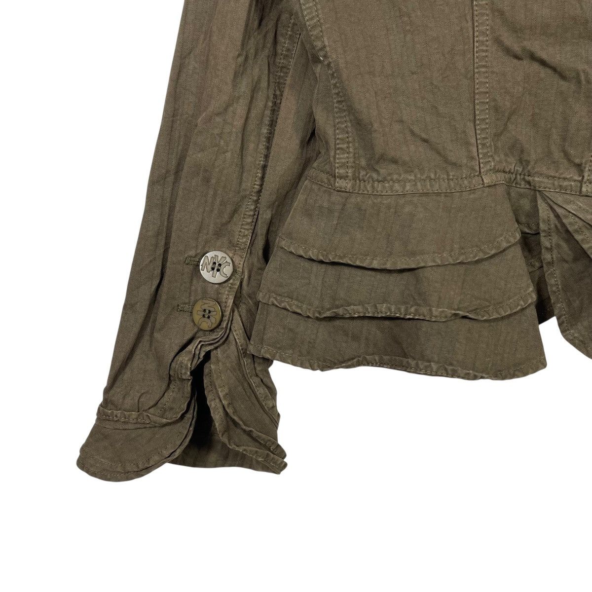 DKNY DKNY Jeans Olive Cotton Cropped Blazer Women’s Ruffle Hem Size S / US 4 / IT 40 - 7 Thumbnail