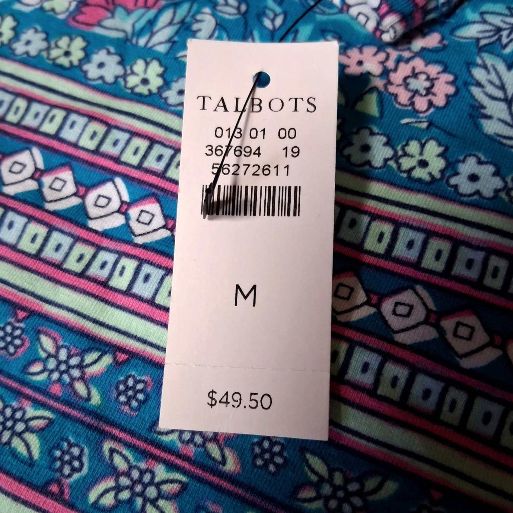 Talbots Talbots Shirt Womens M Blue Pink Mint Floral Striped 3/4 Sleeve Boat Neck Knit Top New Size M / US 6-8 / IT 42-44 - 6 Thumbnail
