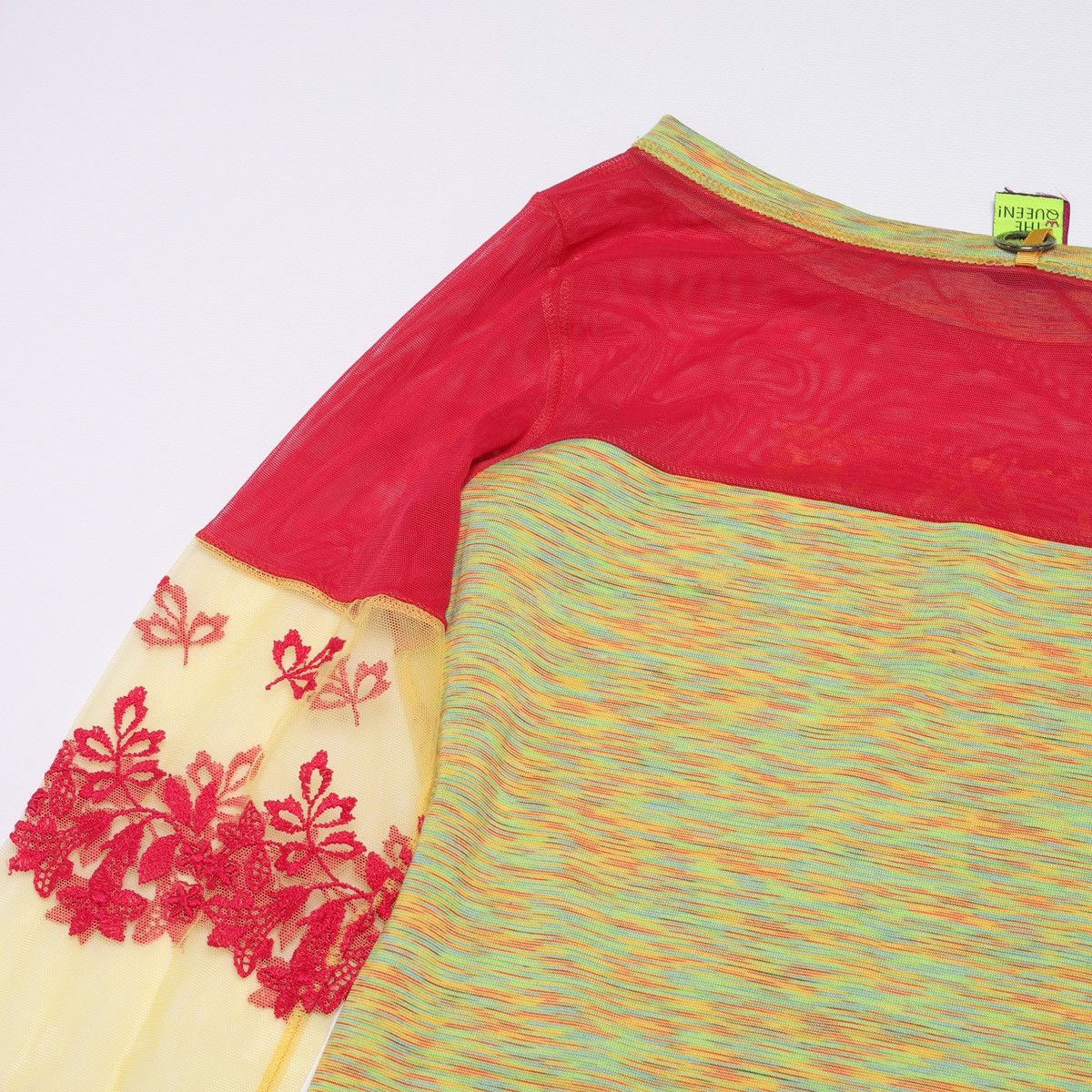 Other Save the Queen Pink Yellow Printed Top Mesh Sleeve Size S / US 4 / IT 40 - 15 Thumbnail