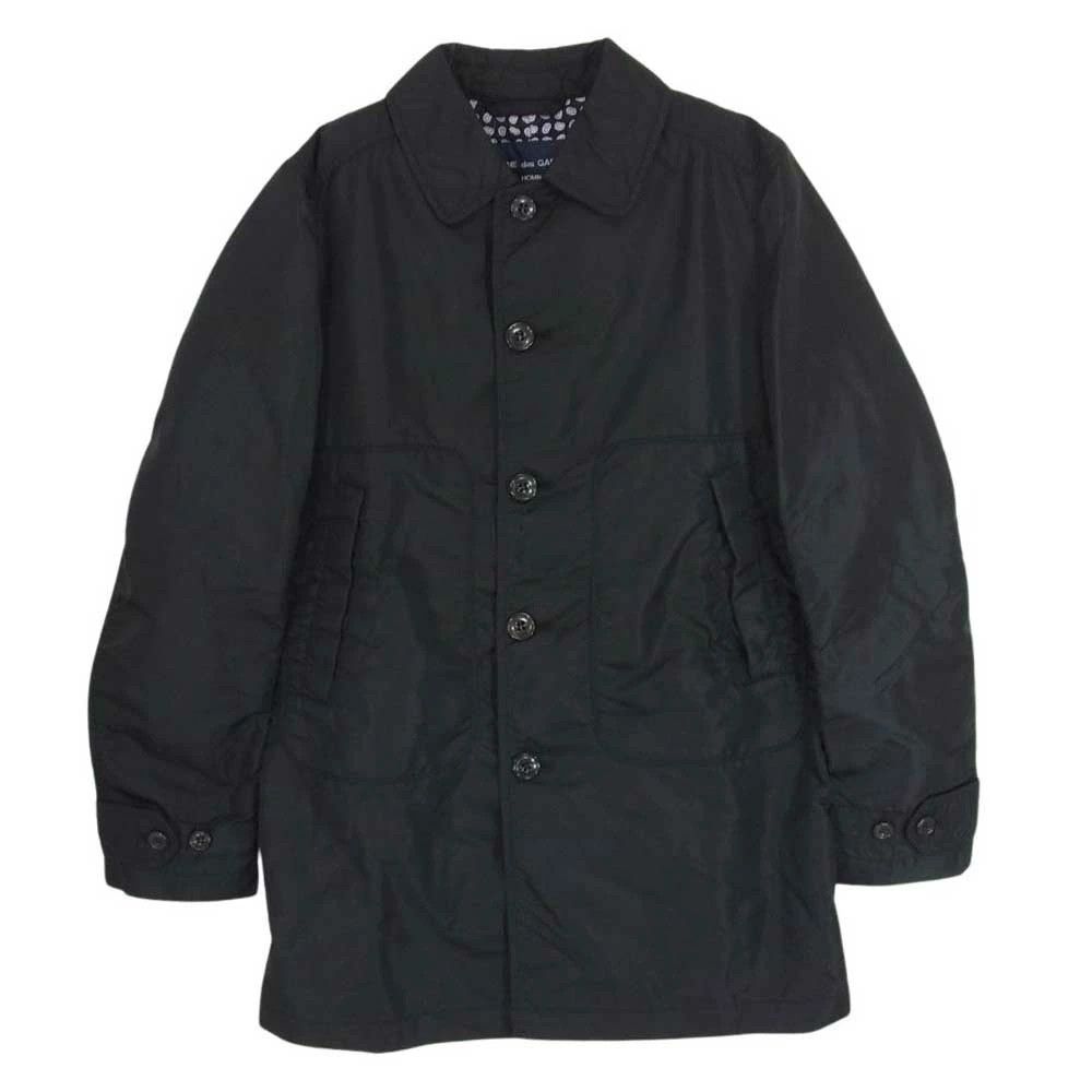 Jacket Paisley Lining Nylon Half Coat Long Button Black