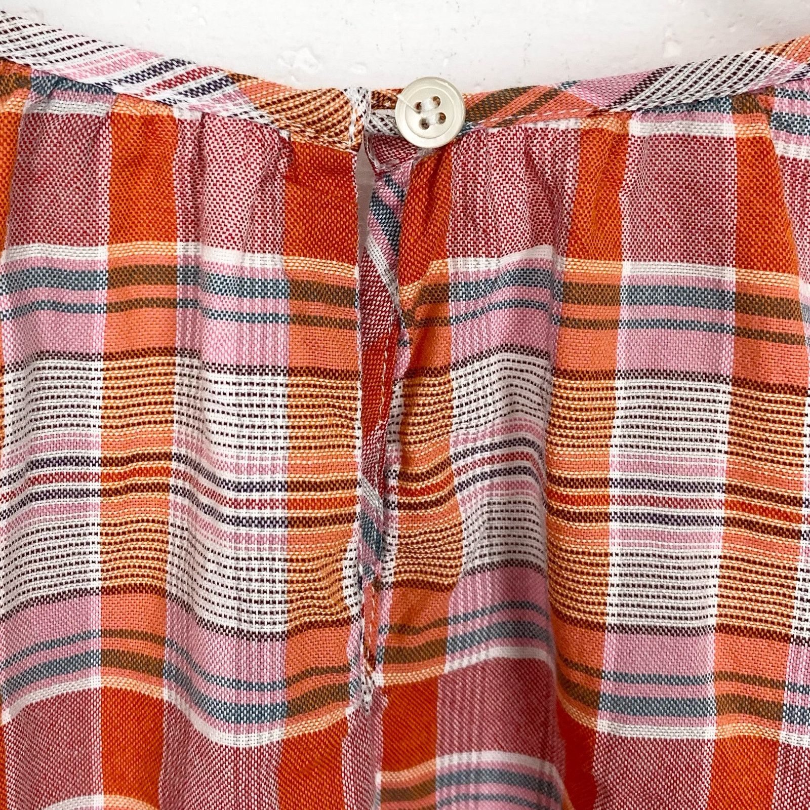 Madewell Madewell Plaid Shirred Neck Boxy Top Cotton Short Sleeve Size XXS / US 00 / IT 34 - 10 Thumbnail