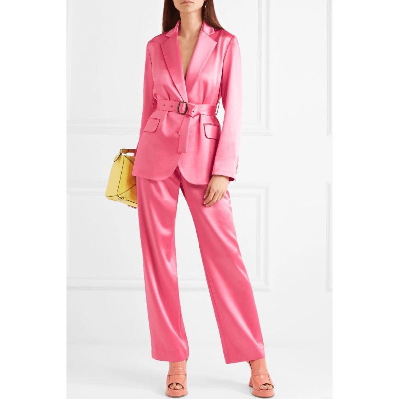 Image of Sies Marjan Terry Pink Full Tuxedo Suit, Women's (Size XS)