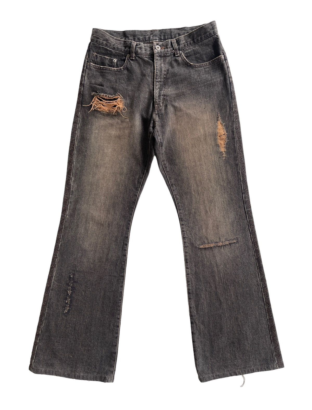 Japanese Brand Distressed Flare Mudd LGB Denim Size US 30 / EU 46 - 7 Thumbnail