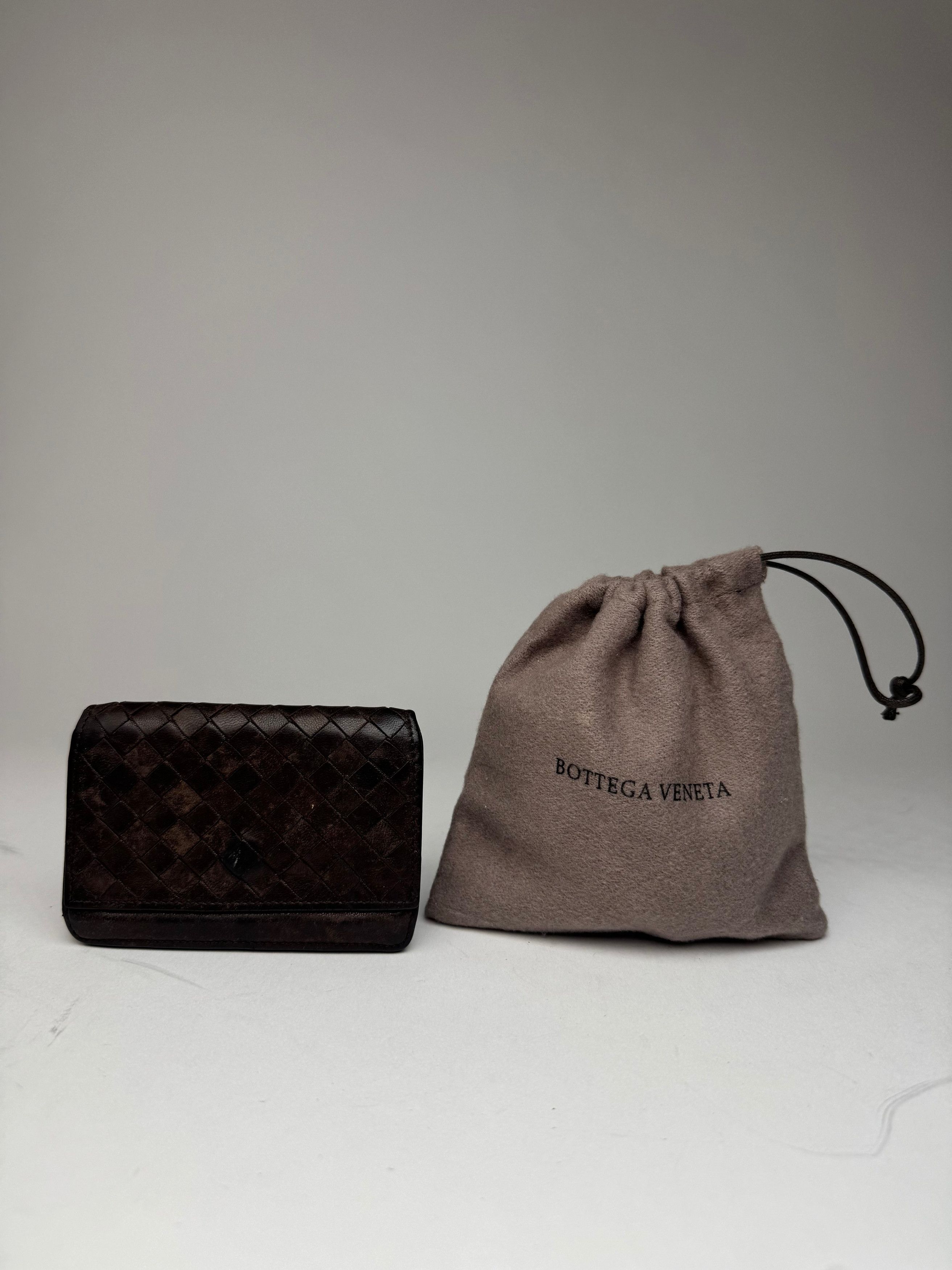 Bottega Veneta Vintage Intrecciato Leather Card Holder Brown Size ONE SIZE - 1 Thumbnail