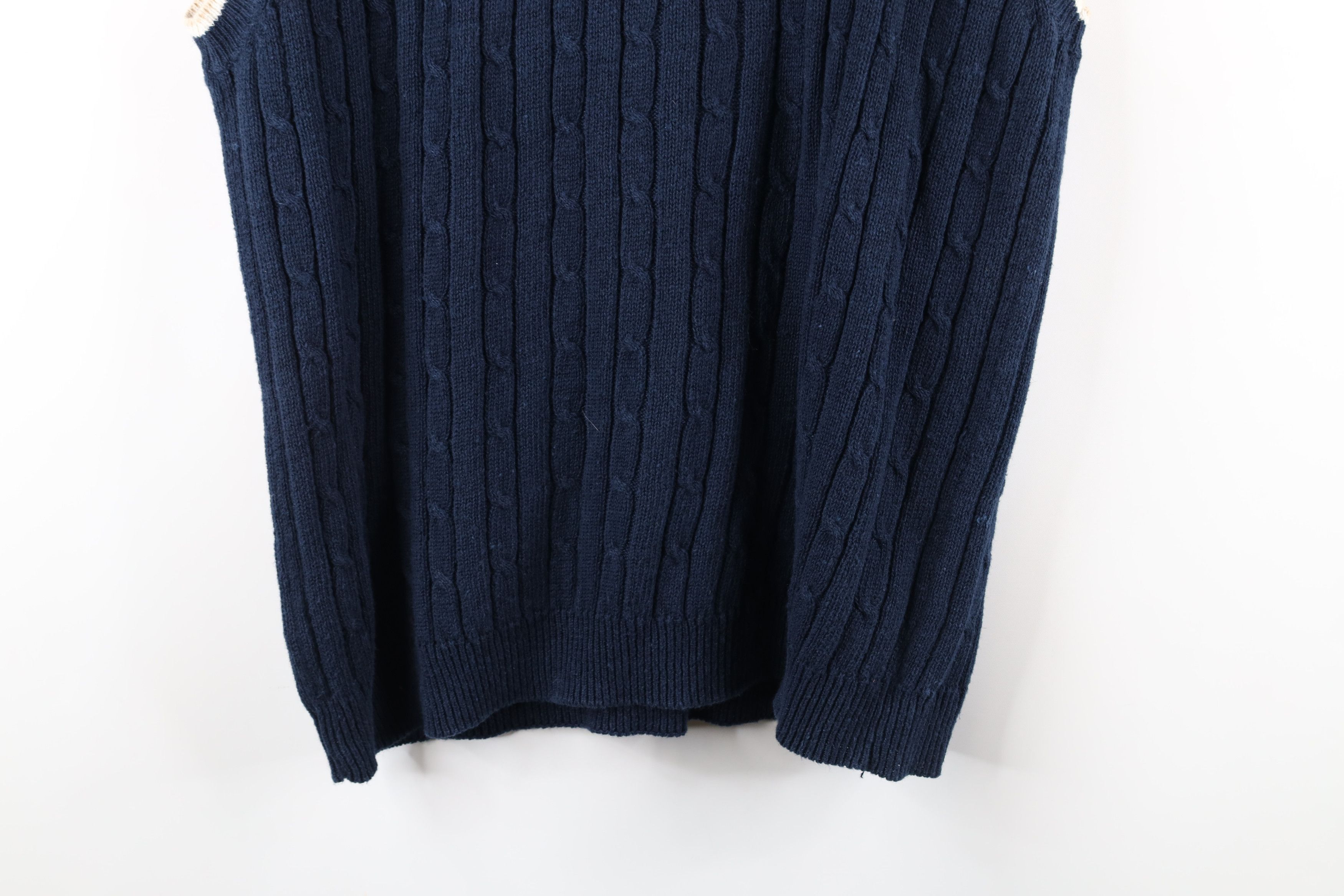 Vintage Vintage 90s Streetwear Blank Ribbed Cable Knit Sweater Vest Size US L / EU 52-54 / 3 - 10 Thumbnail