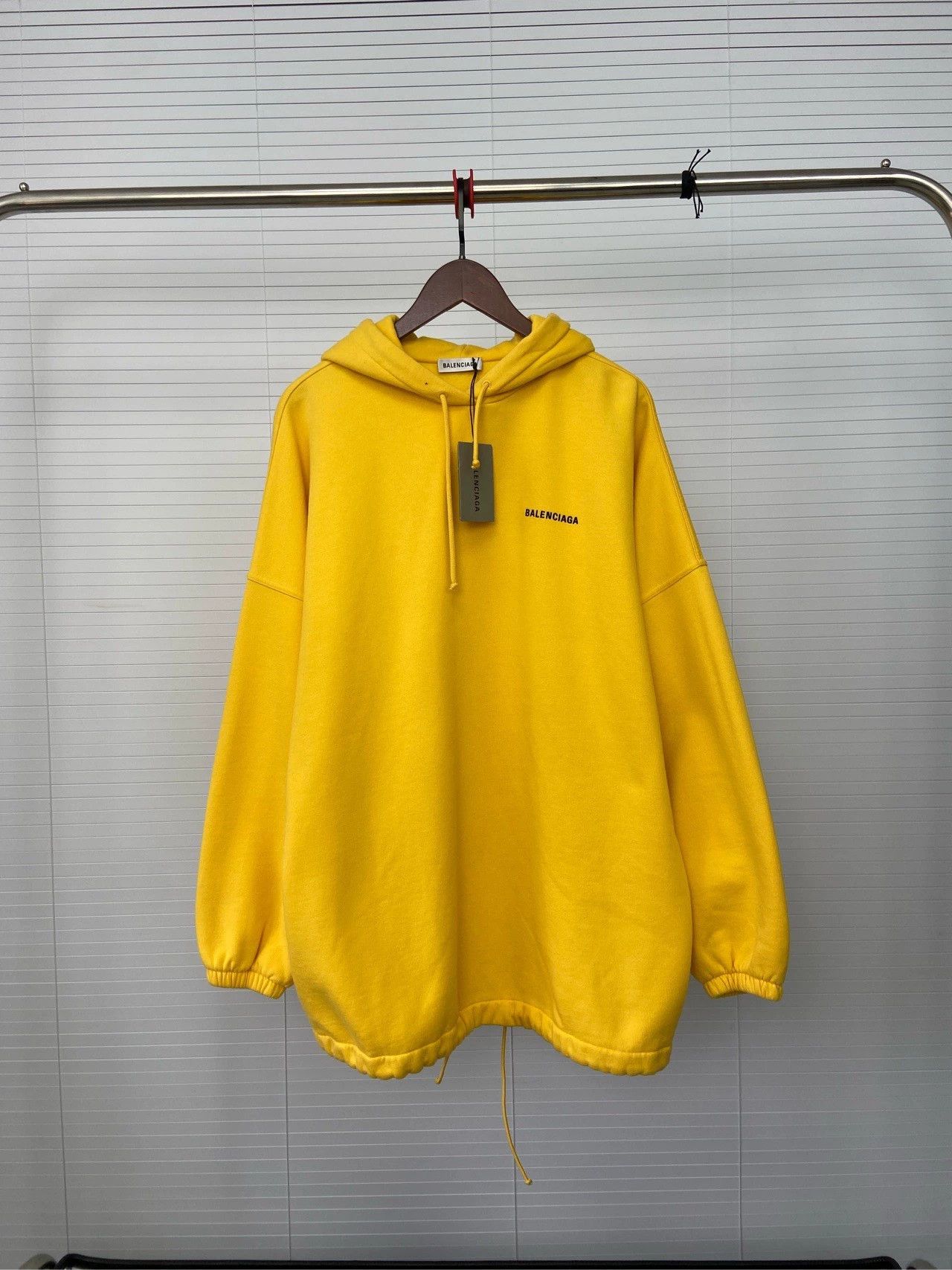 Balenciaga chest letter embroidered logo yellow hoodie