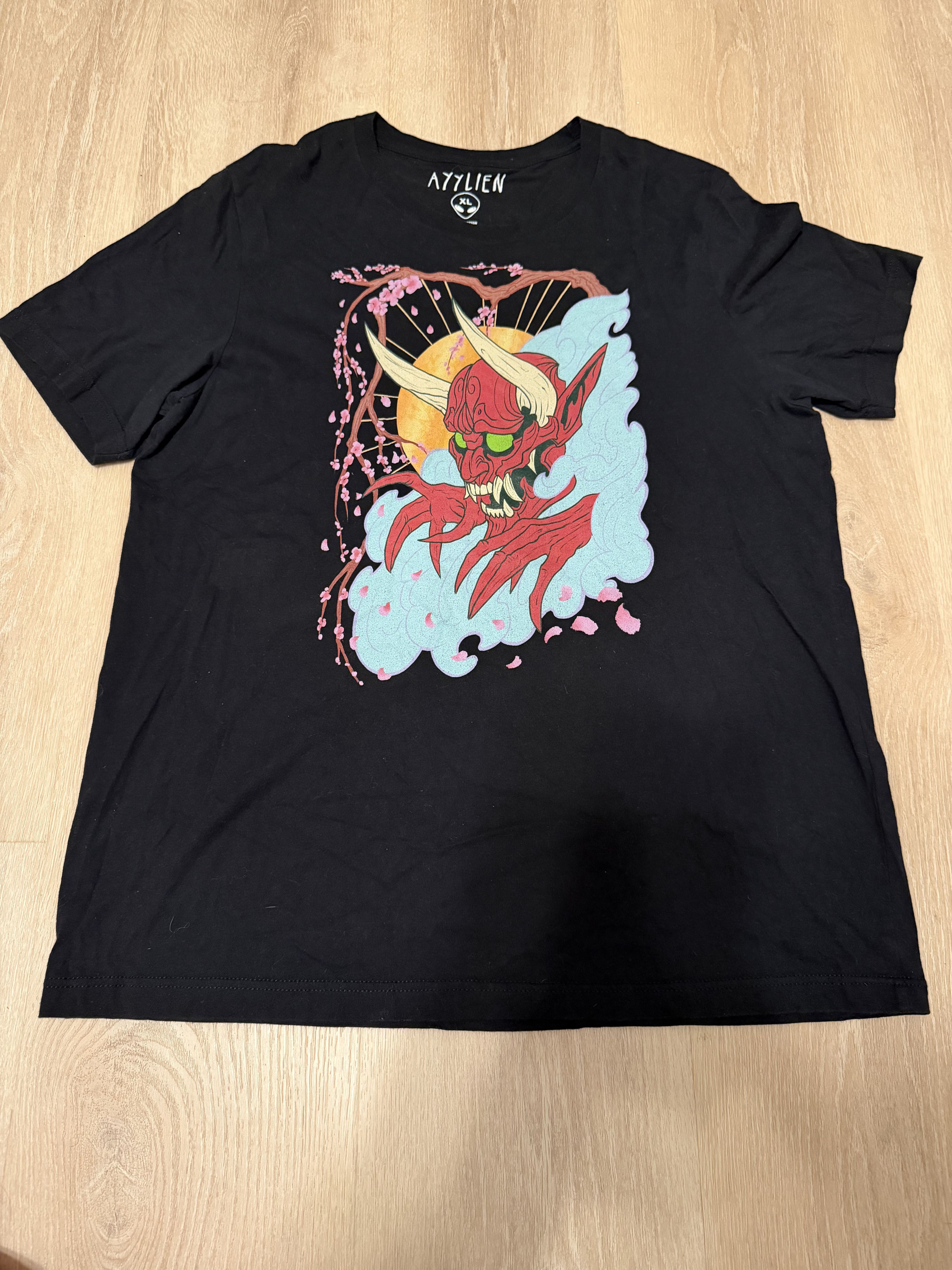 Other AYYLIEN Graphic Tee Retro Demon Skull with Cherry Blossom Size US XL / EU 56 / 4 - 1 Thumbnail