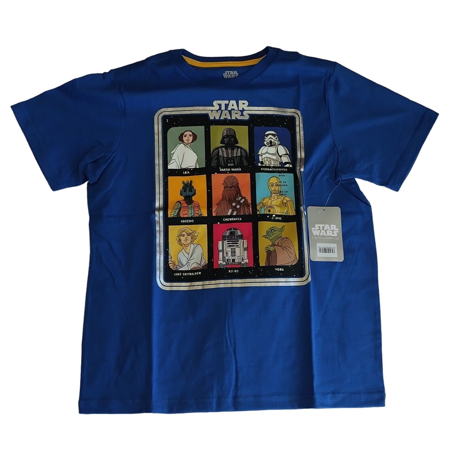 Star Wars NWT !! STAR WARS 9 Character Block T-shirt Child Size Lrg 14 Size US XXS / EU 40 - 2 Thumbnail