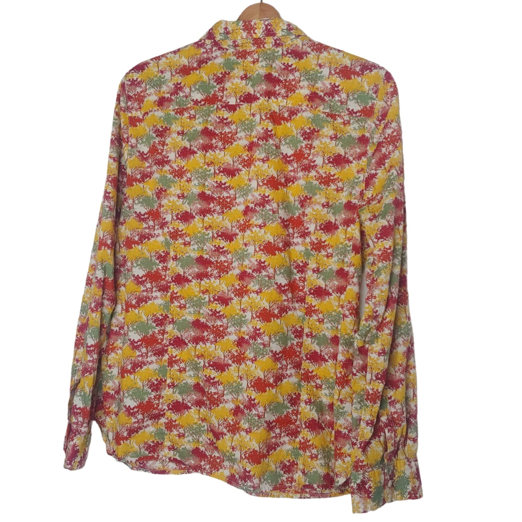Talbots Talbots Blouse Shirt Women Large Long Sleeve Button Up Fall Nature Trees Multicolor 100% Cotton Regular Mens? Women Size L / US 10 / IT 46 - 2 Thumbnail