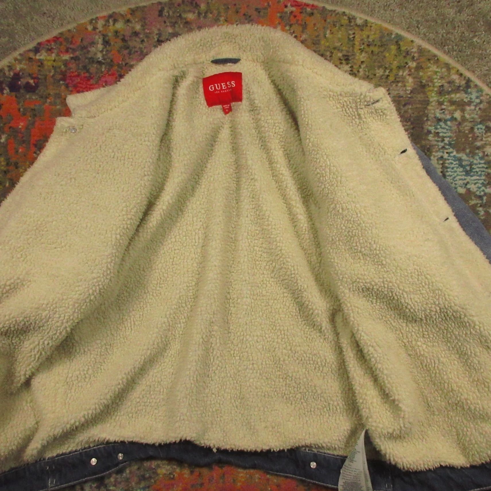 Guess VINTAGE Guess Denim Jean Jacket Mens XL Blue Trucker Style Light Wash Lined Sherpa Jacket Casual Man XL Blue Logo Mid-Length Size US 36 / EU 52 - 5 Thumbnail