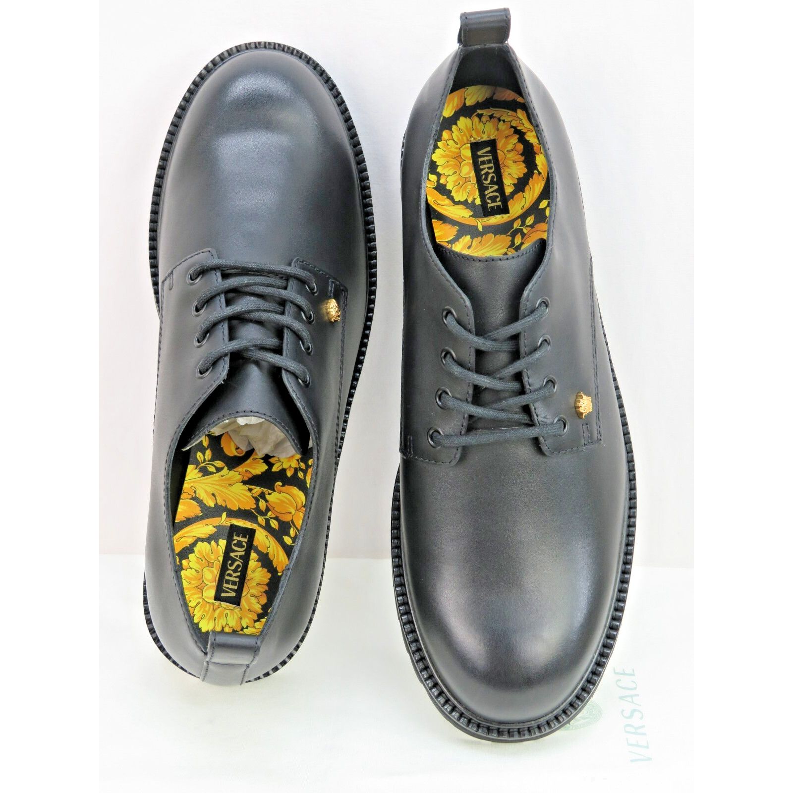 Versace VERSACE BLACK LEATHER GOLD MEDUSA LOGO LUG SOLE OXFORDS 44 Size US 11 / EU 44 - 9 Thumbnail
