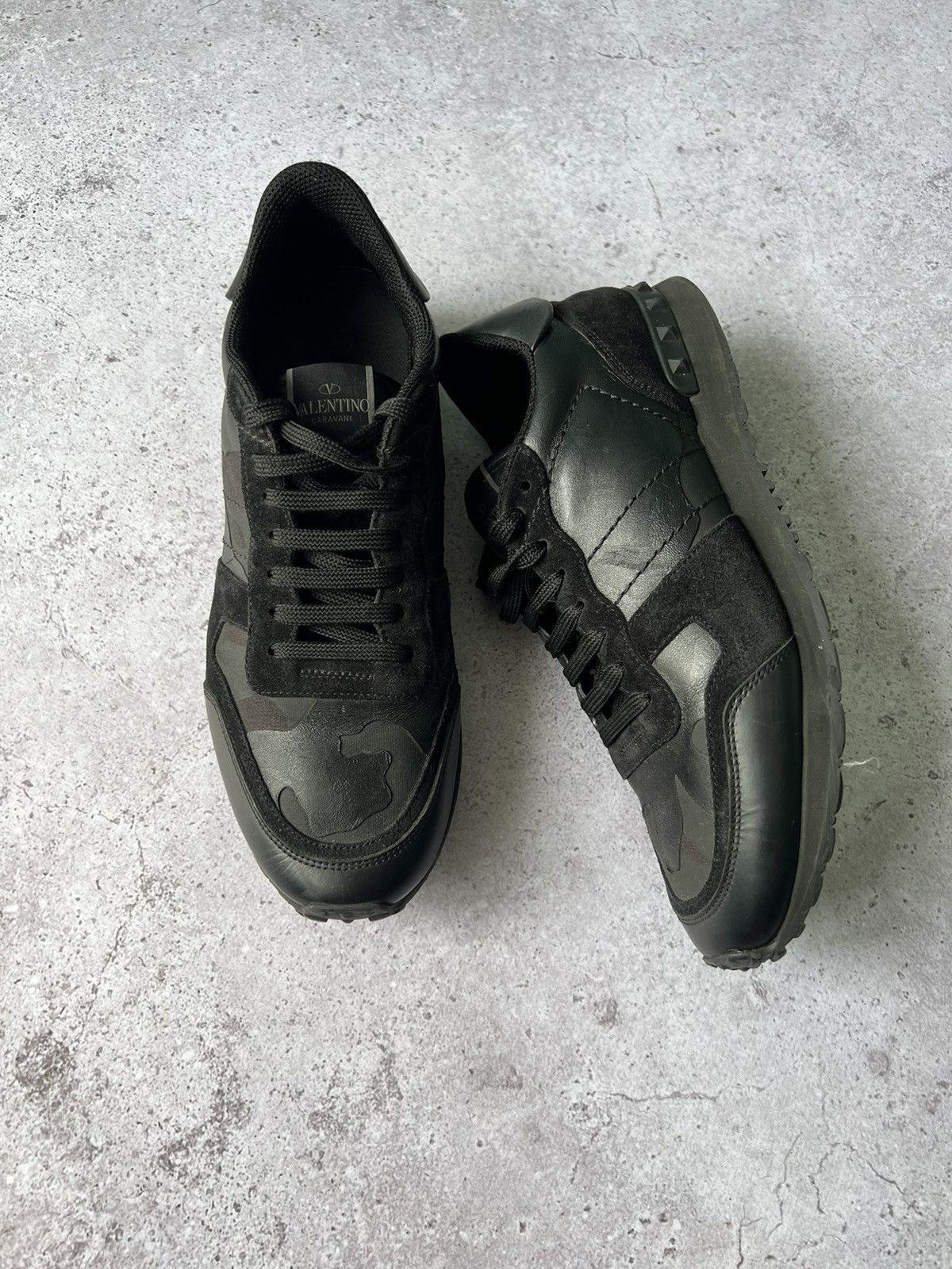image of Valentino Garavani Black Camouflage Rockrunner Sneaker, Men's (Size 10)