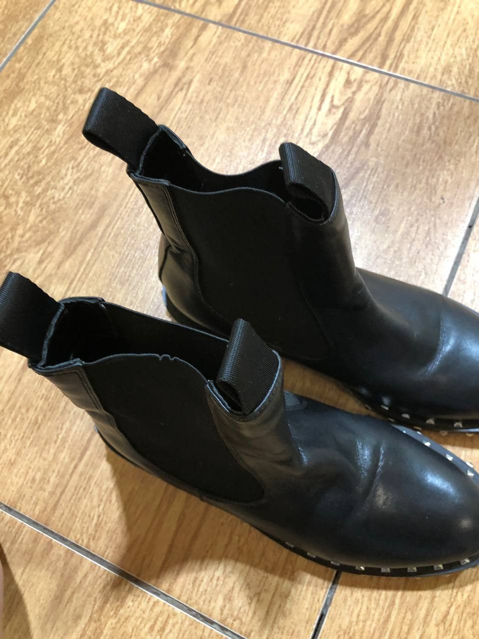 Valentino VALENTINO Rockstud Black Leather Chelsea Boots Size US 6 / IT 36 - 6 Thumbnail
