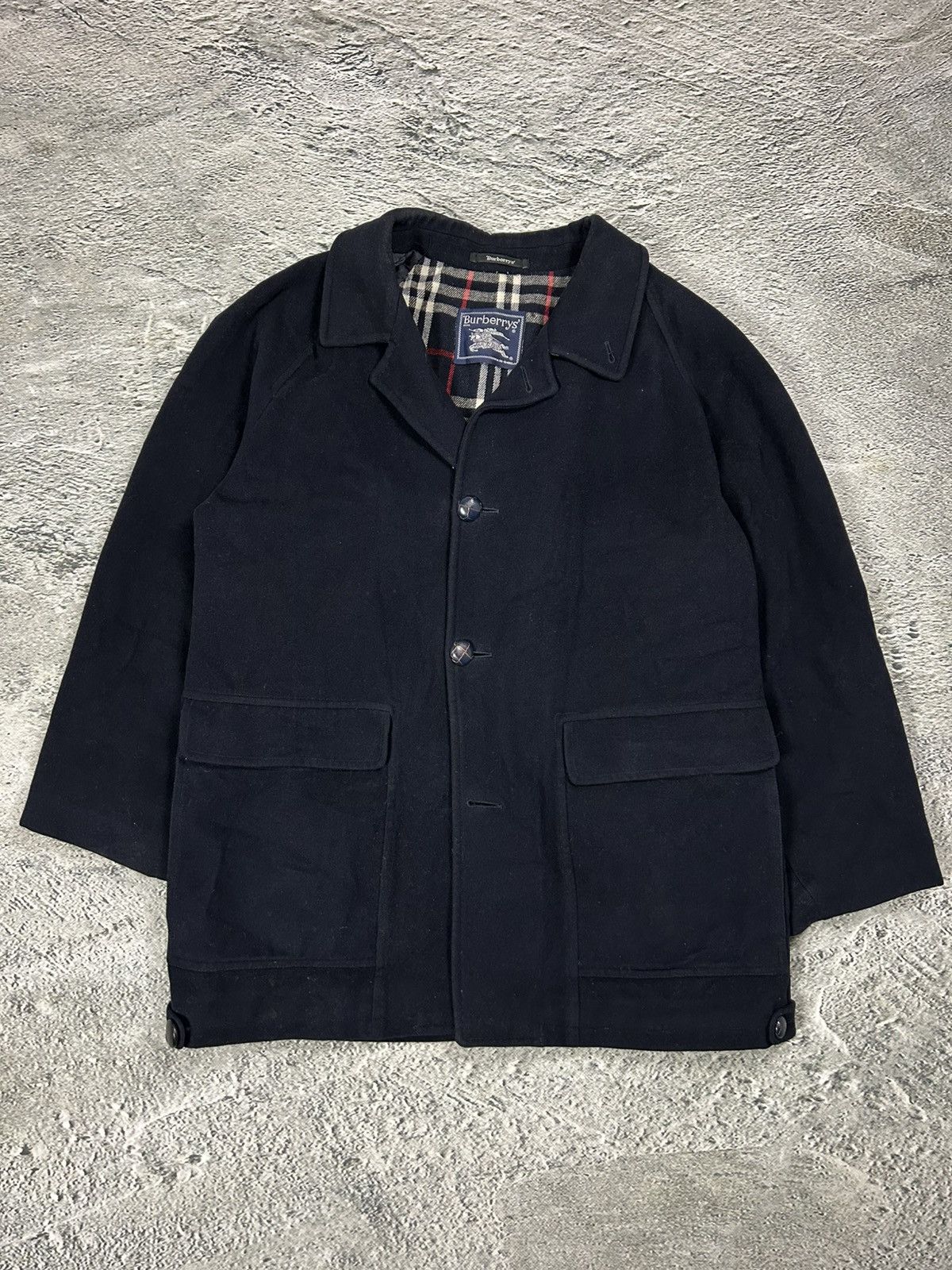 Burberry Burberrys coat navy vintage nova check Burberry wool Size US XL / EU 56 / 4 - 1 Thumbnail