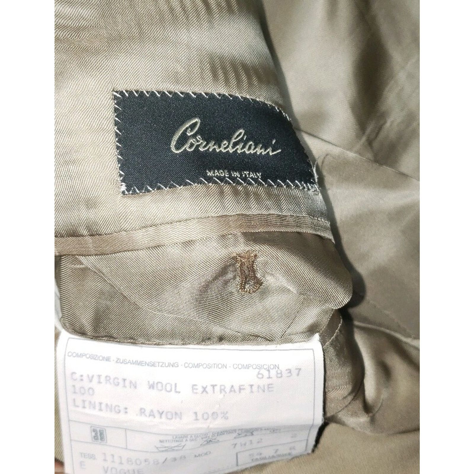 Corneliani Corneliani Blazer Suit Jacket Men Size 54R Tan Brown Wool Size 54R - 7 Thumbnail