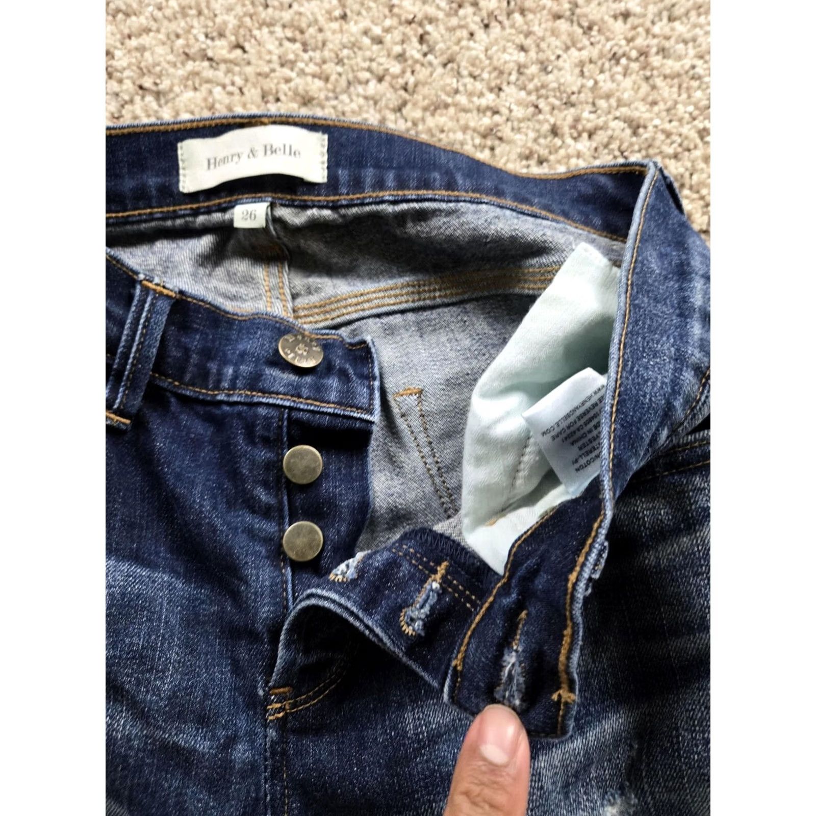 Denime Henry & Belle Jeans Womens 26 Blue Distressed Selvedge Denim Foundry Jeans Size 26" / US 2 / IT 38 - 5 Thumbnail