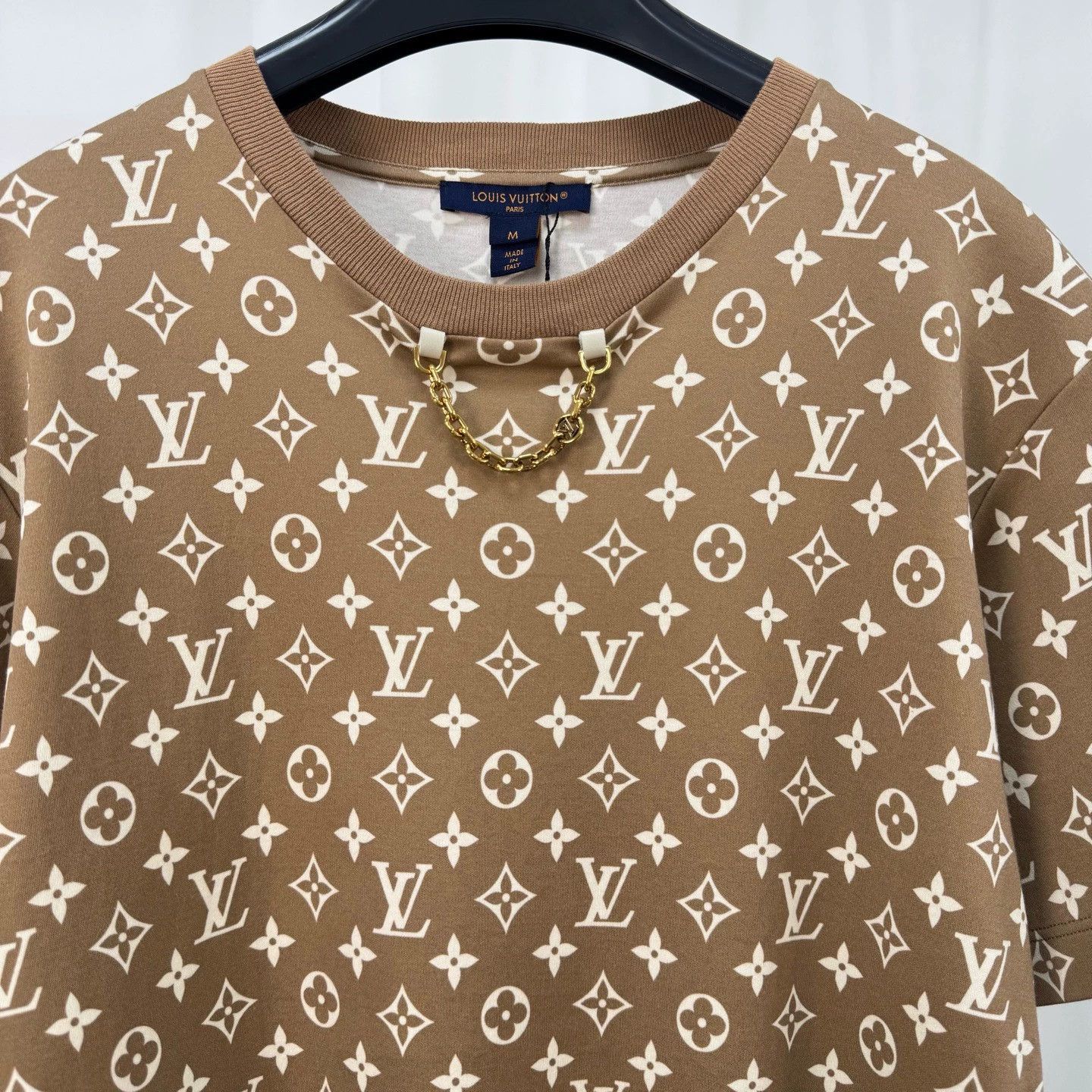 Louis Vuitton Louis Vuitton Caramel Monogram All-over Chain Short-Sleeve Size M / US 6-8 / IT 42-44 - 4 Thumbnail