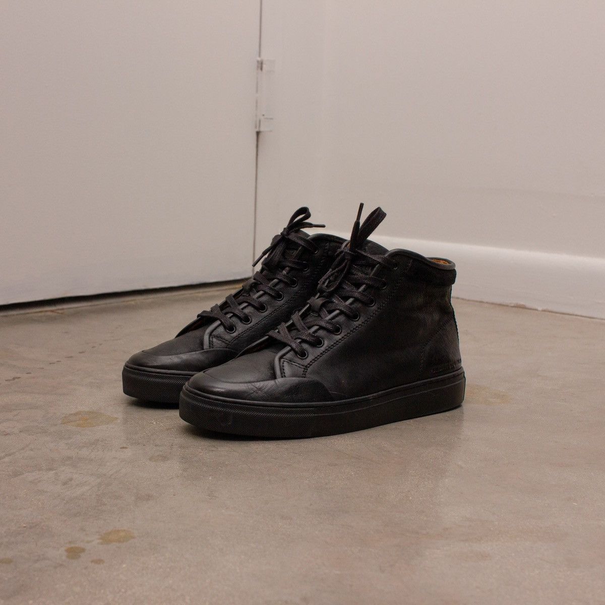 image of 325$ Belstaff Leather Rally High-Top Sneakers Black Us 9, Men's