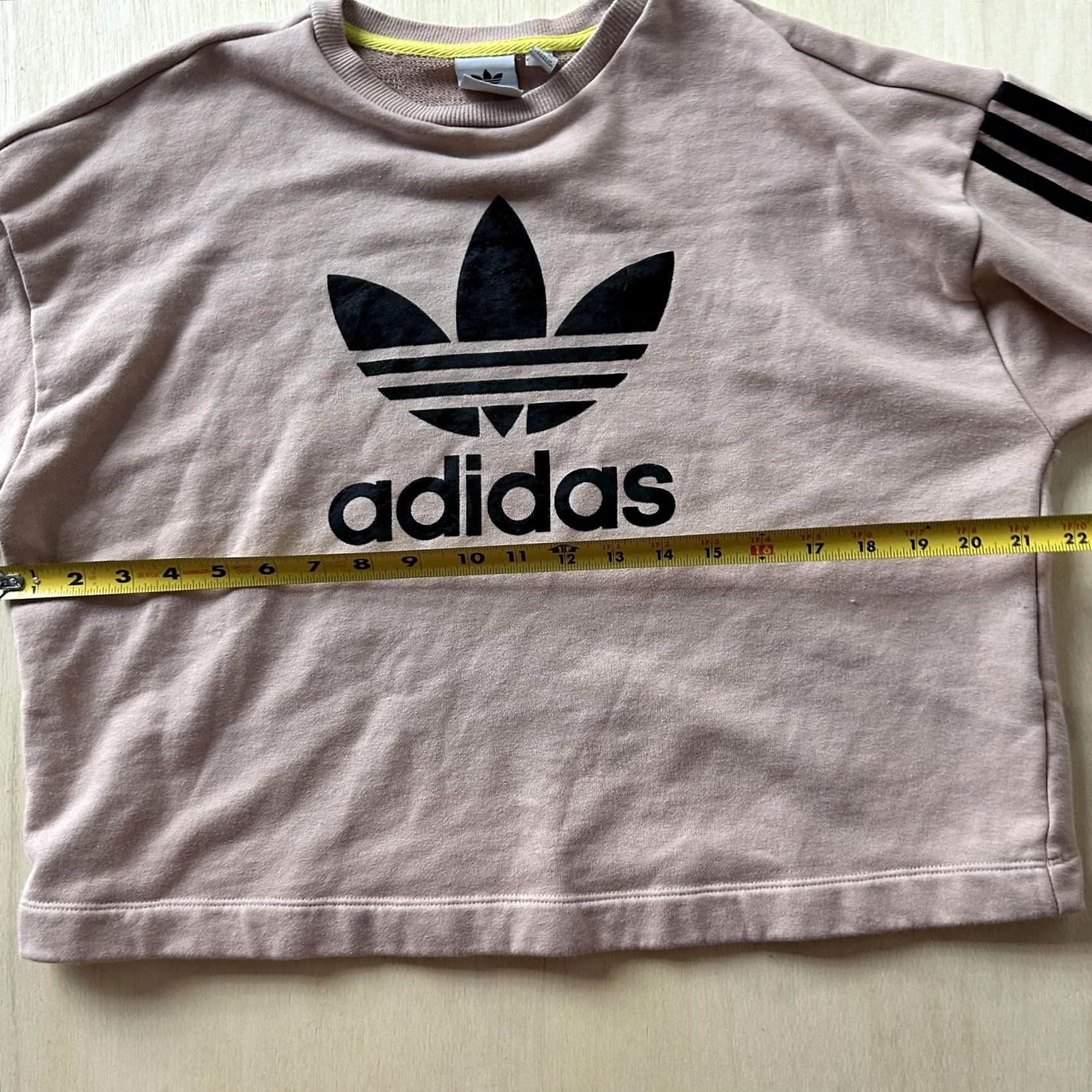 Adidas Adidas Sweatshirt Womens Large Pink Trefoil Logo Cropped Pullover 3 Stripe Size L / US 10 / IT 46 - 7 Thumbnail