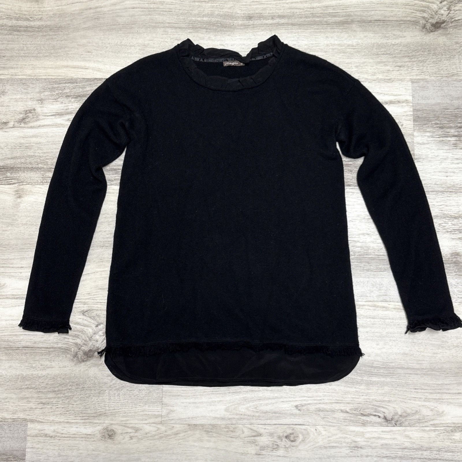 J.McLaughlin J McLaughlin 100% Cashmere Sweater Sz XS Black Fringed Silk Size XS / US 0-2 / IT 36-38 - 5 Thumbnail
