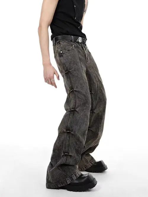Japanese Brand × Jean Vintage washed distressed micro-flared high-waisted jeans Size US 32 / EU 48 - 4 Thumbnail