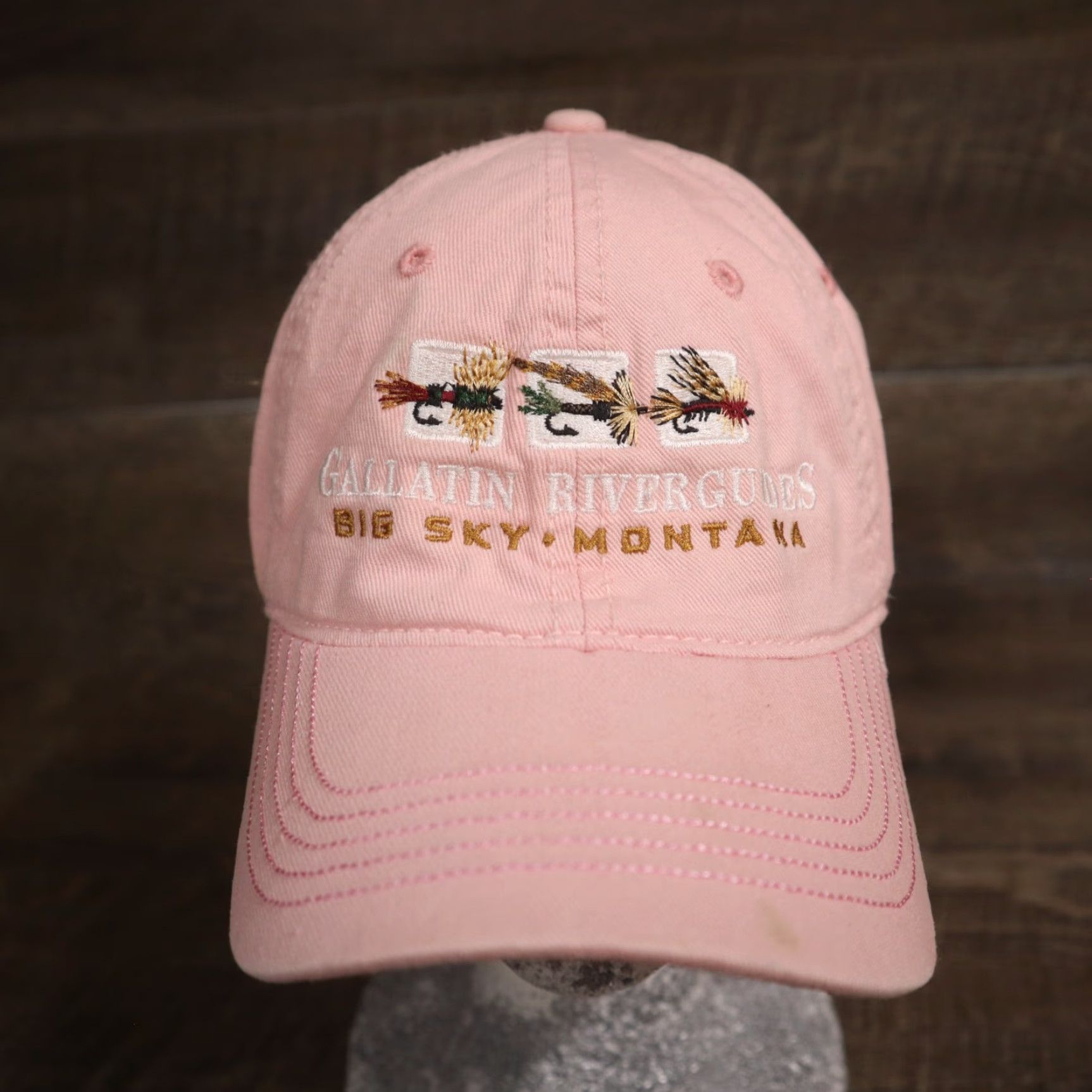Vintage Fishing Hat Gallatin River Guides Big Sky Montana Pink Cap Adult Adjustable Pink Hat Unisex Adults Baseball Cap Cotton 100 % Casual Outdoors Boys Mens Size ONE SIZE - 2 Thumbnail