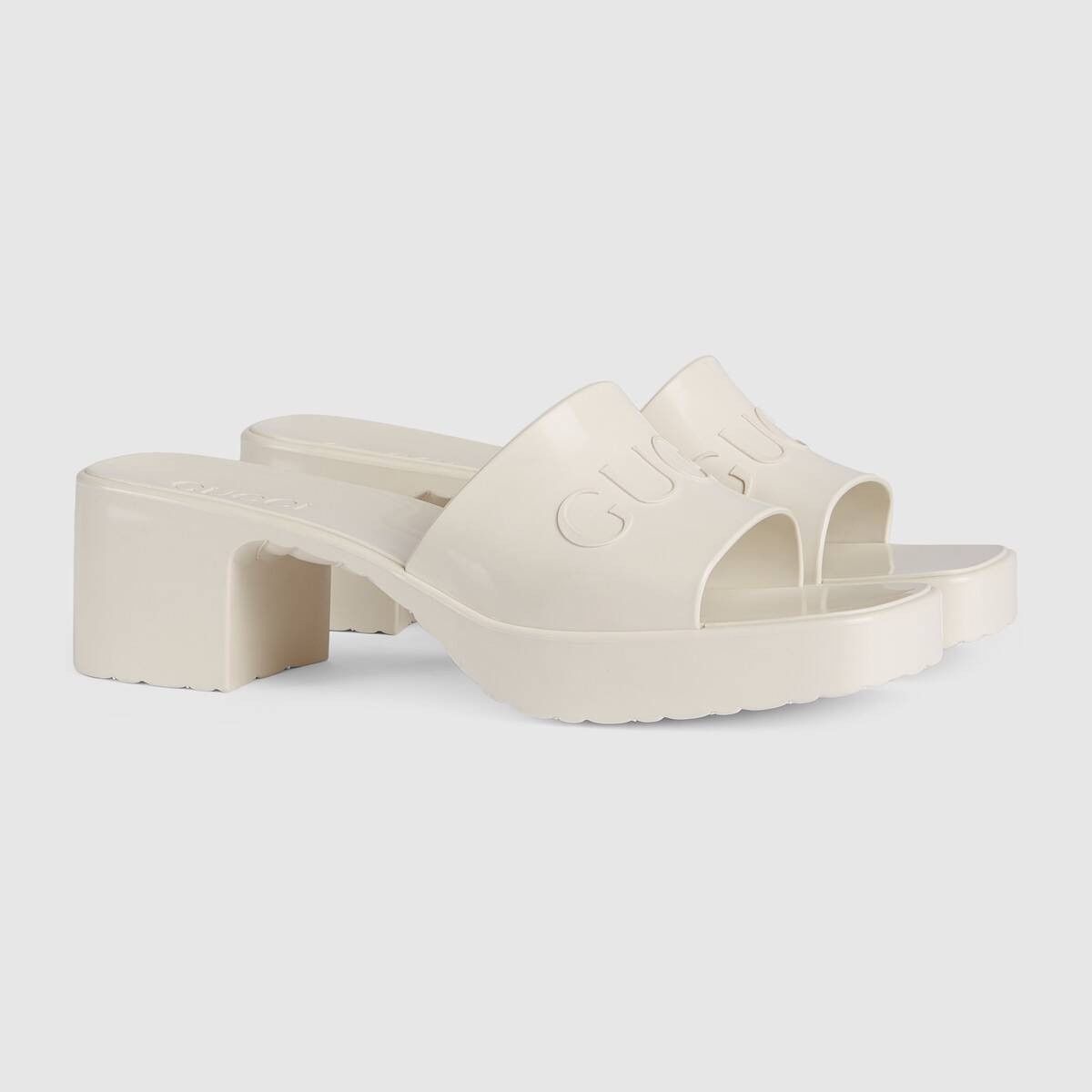 Gucci o1s1wg110225 Rubber Slide Sandals in White Size US 11 / IT 41 - 2 Thumbnail