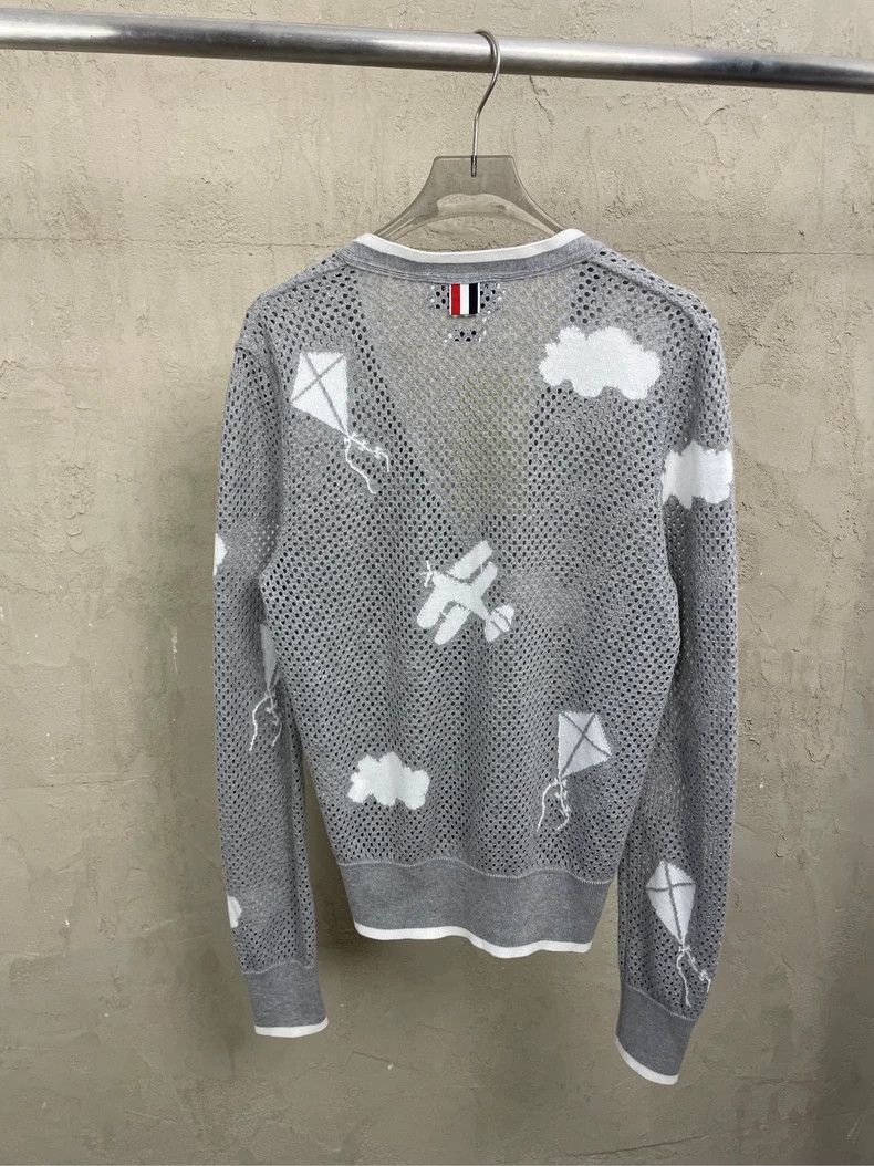 Thom Browne Thom browne Gray show small airplane cloud kite mesh knitte Size US XXS / EU 40 - 2 Thumbnail