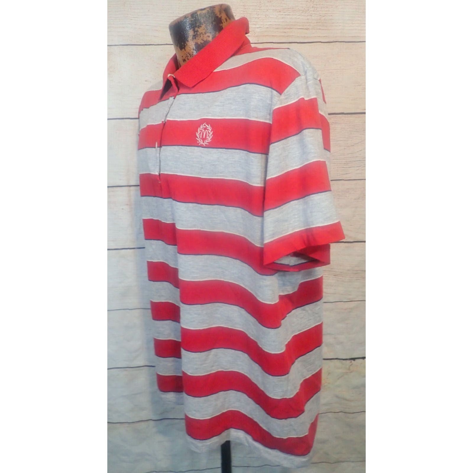 Vintage Vintage McDonald's Brand McDonald's Crew Uniform Employee Polo Striped Rugby Shirt Womens 2XL Red Gray XXL 80s Size XXL / US 16-18 / IT 52-54 - 2 Thumbnail