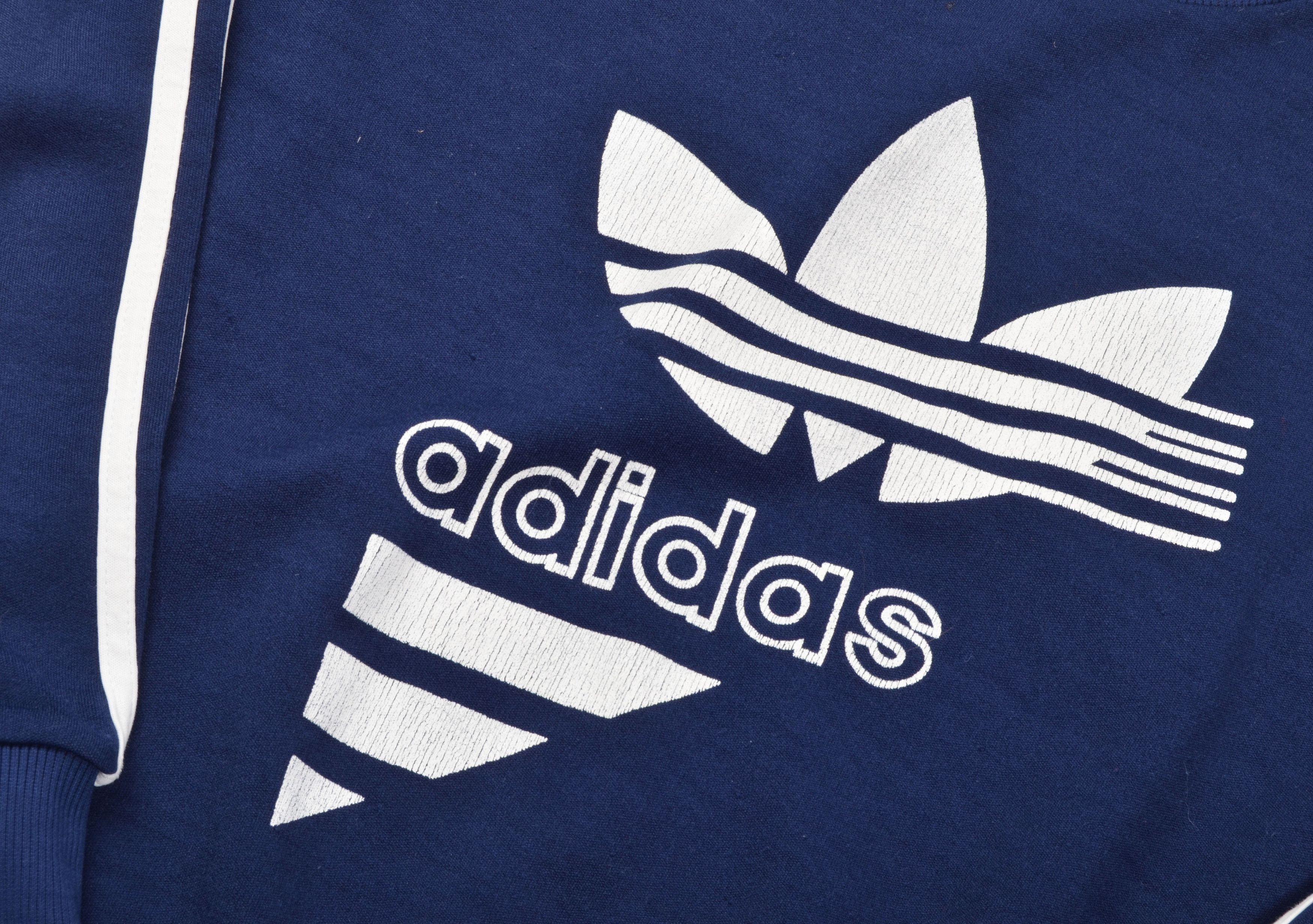 Adidas Vintage Adidas 80's Trefoil Blue Crewneck Baggy Sweatshirt Size US M / EU 48-50 / 2 - 3 Thumbnail