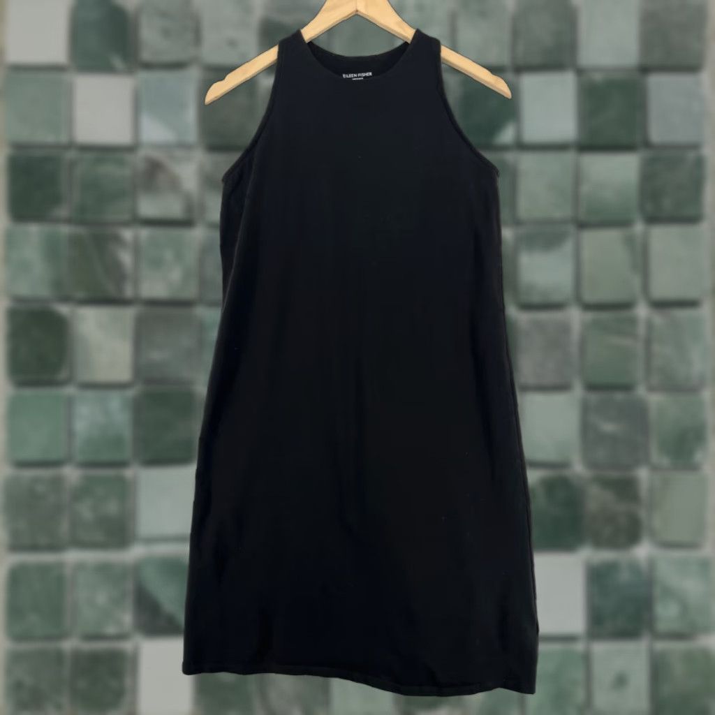 Eileen Fisher EILEEN FISHER Dress S Viscose Stretch Jersey Shift Tank Midi  Sleeveless Black | Grailed