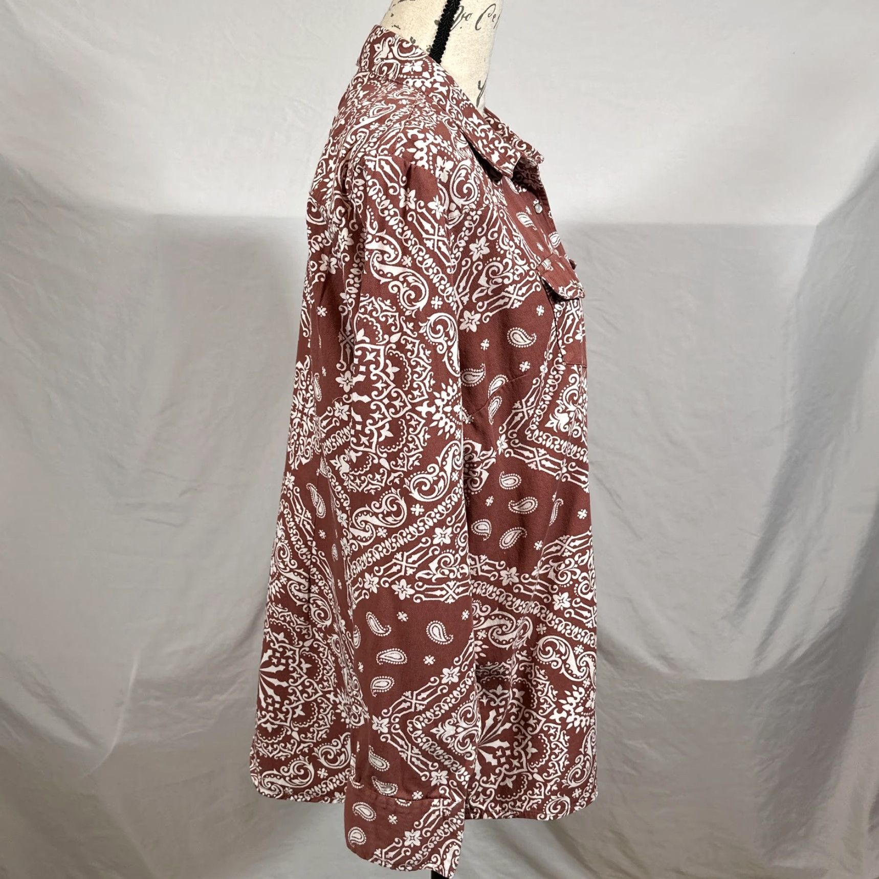 Vintage Cotton & Rye Outfitters Shirt Mens XL Rust Bandana Paisley Western Pearl Snap Cowboy Size US XL / EU 56 / 4 - 5 Thumbnail