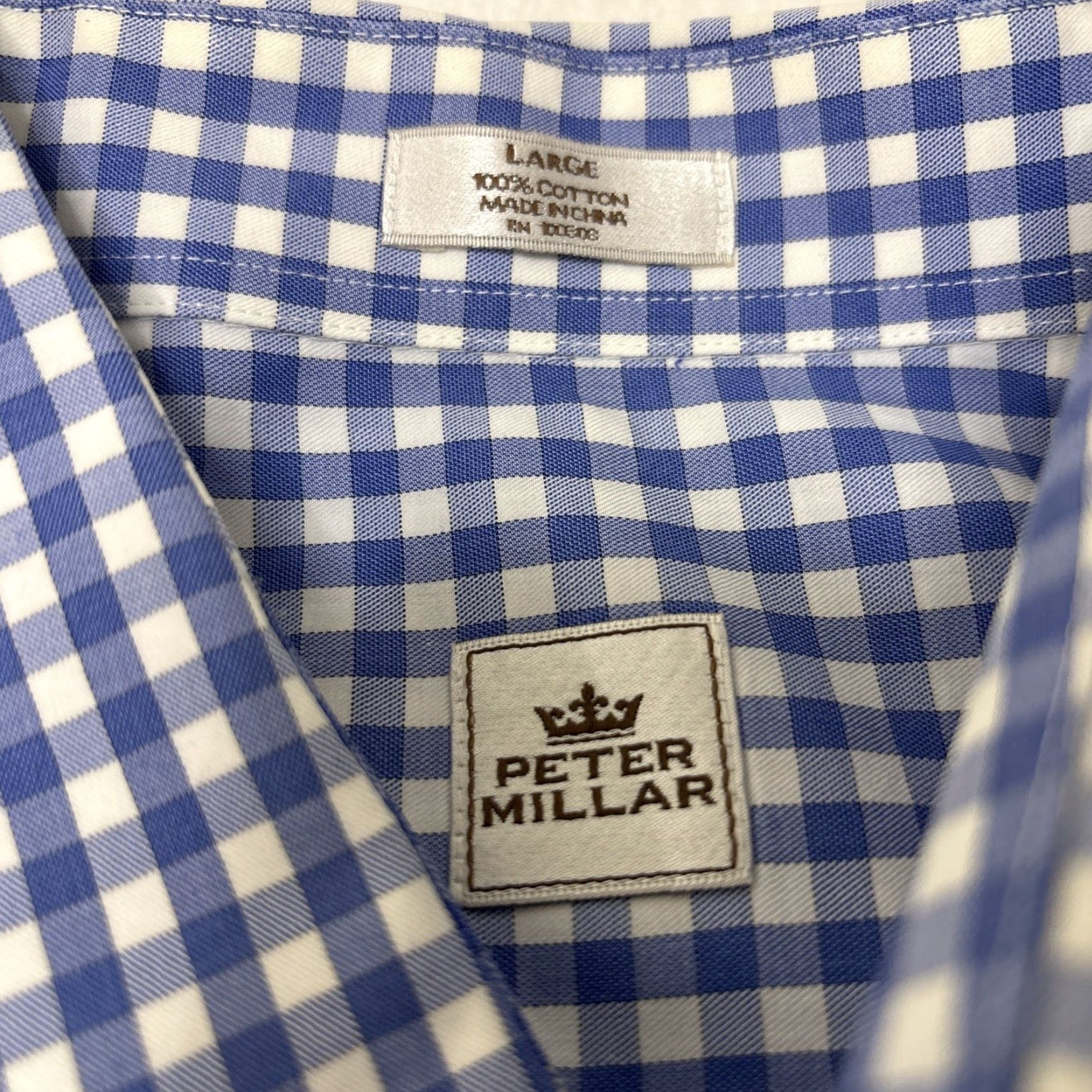 Peter Millar Peter Millar Dress Shirt Men Long Sleeve Button-Down Plaid Large Blue Shirt Size 42R - 2 Thumbnail