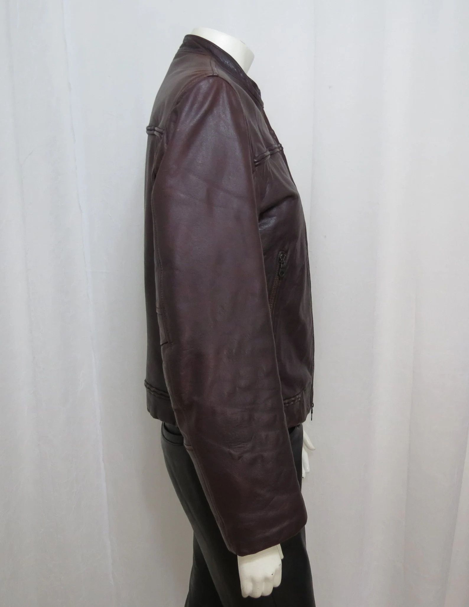 Giorgio Armani Armani Jeans Lux Rosewood Leather Jacket Size US S / EU 44-46 / 1 - 4 Thumbnail