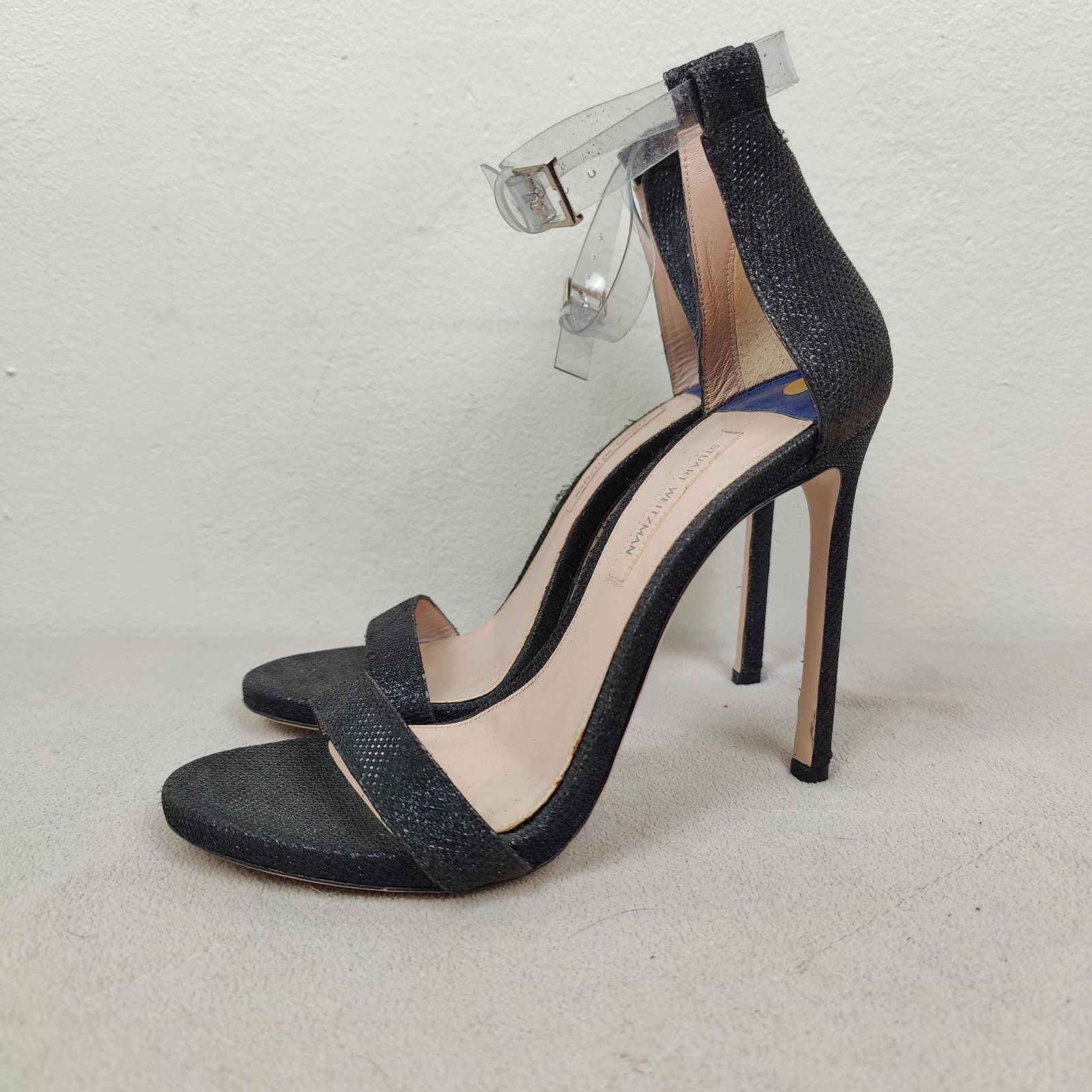 Stuart Weitzman Stuart Weitzman The Ruby Nudist Heels Womens 8 Black Glitter Size US 8 / IT 38 - 4 Thumbnail