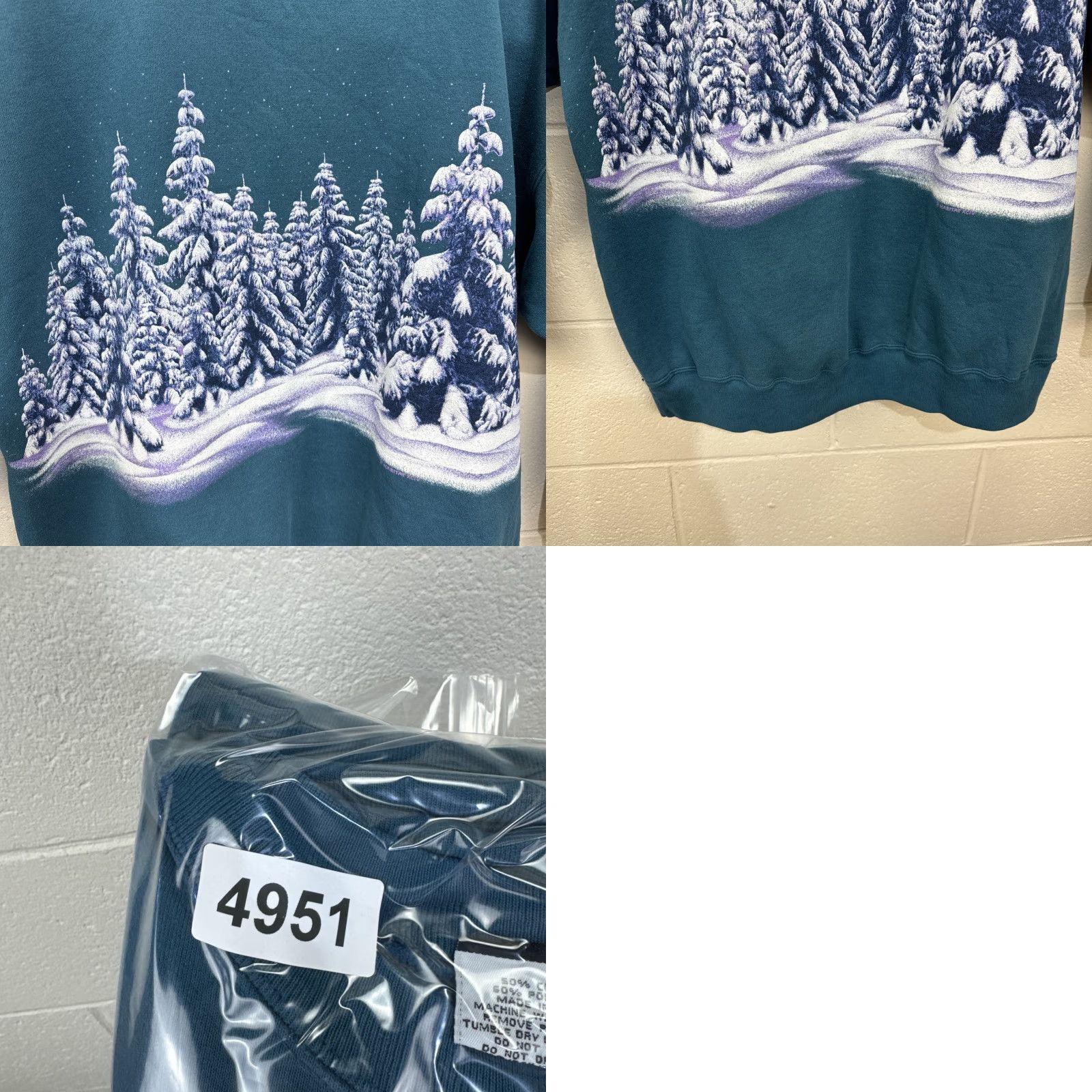 Altea VINTAGE Signal Sport All Over Print Snow Forest Nature Sweatshirt XL Teal Blue Size US XL / EU 56 / 4 - 11 Thumbnail