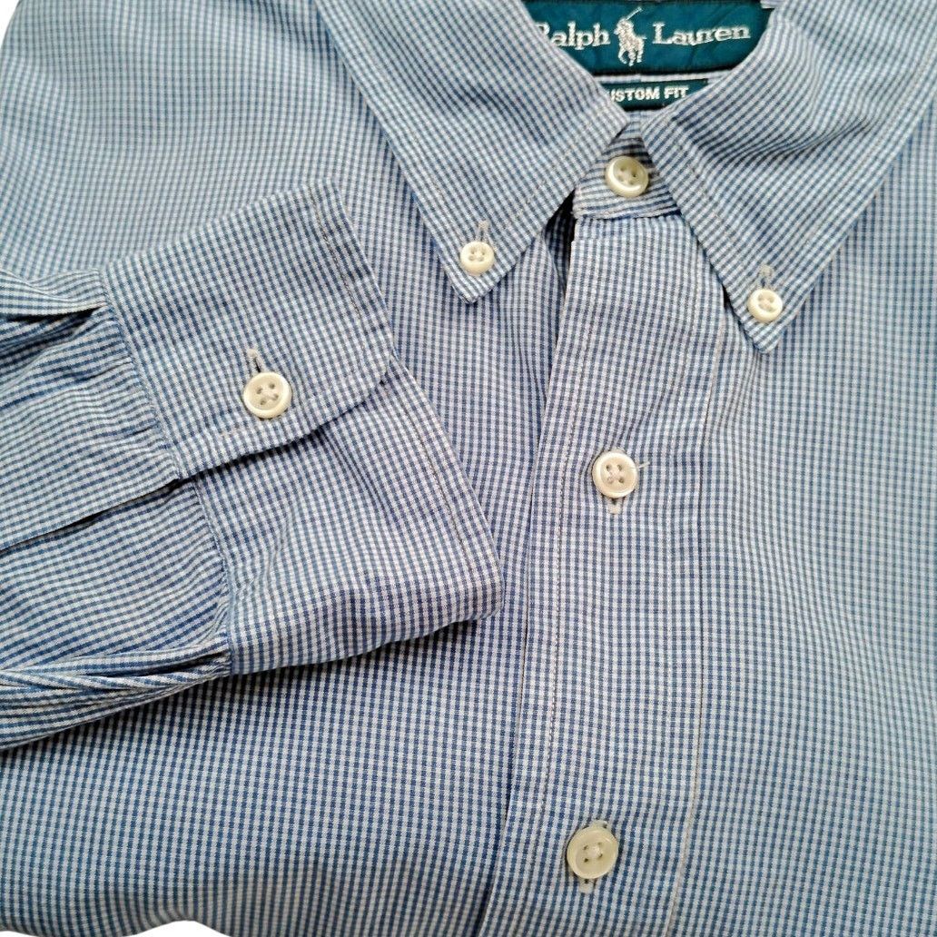 Ralph Lauren Ralph Lauren Custom Fit Blue Micro Checked Button Down Shirt Size US XL / EU 56 / 4 - 1 Thumbnail