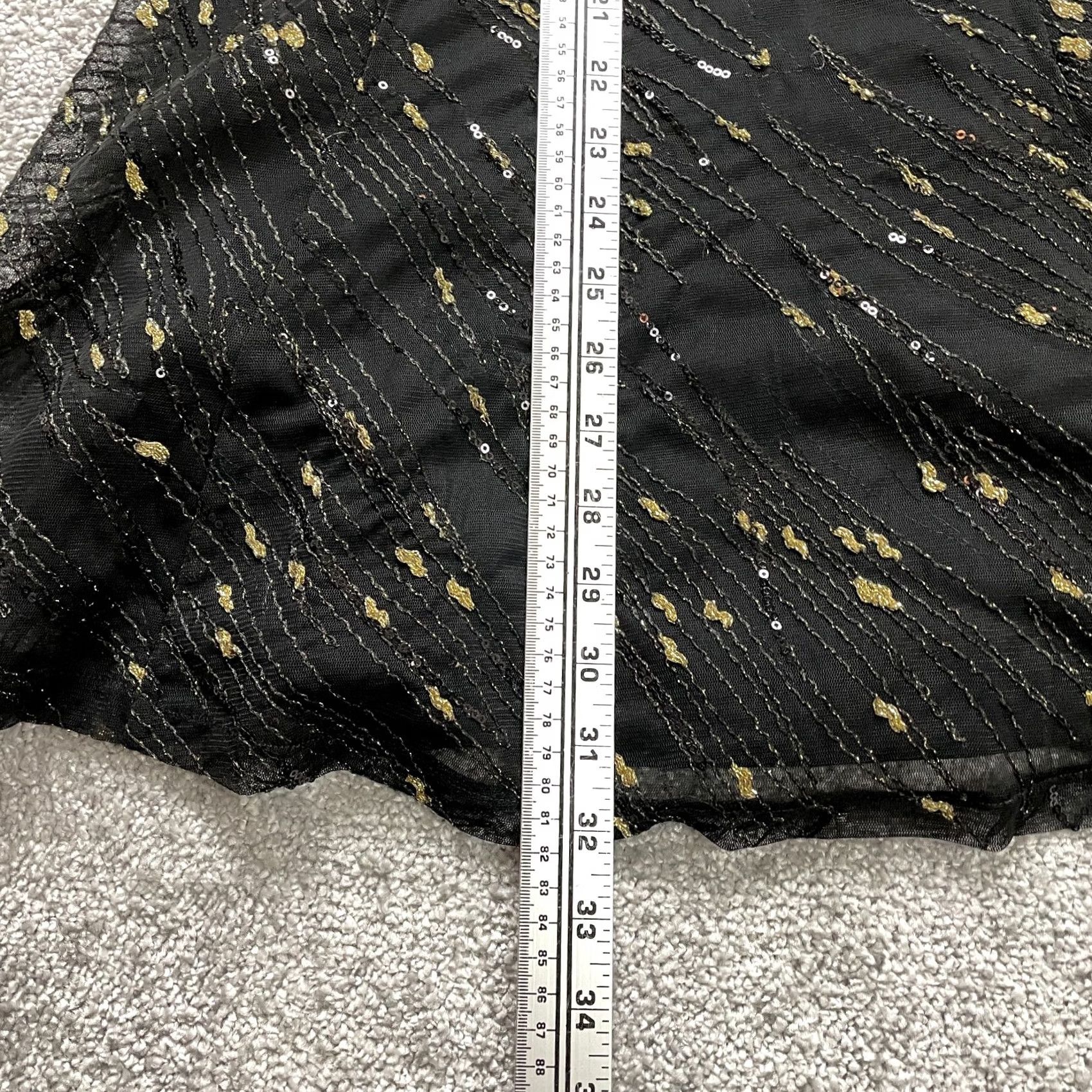 BCBGeneration BCBGMAXAZRIA A-Line Dress Womens 4 Black with Gold Flecks Sequins Midi Zip Up VINTAGE No Size S / US 4 / IT 40 - 3 Thumbnail