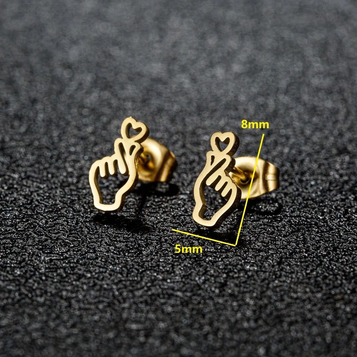 Jewelry Love Heart Stud Earrings Charm Stainless Earring Gift Size ONE SIZE - 3 Thumbnail