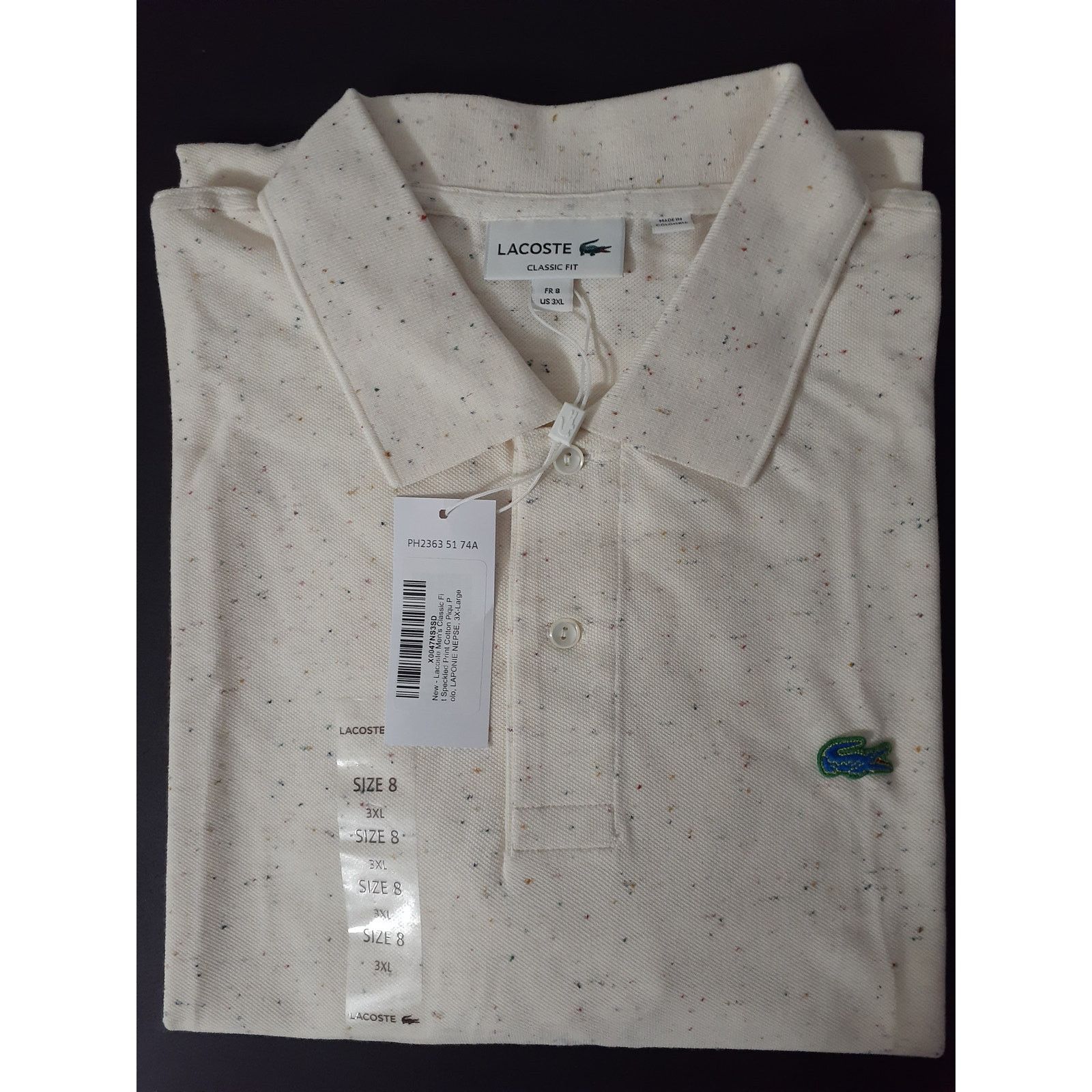 Lacoste Lacoste Mens Classic Fit Speckled Print Cotton Polo 3XL Size US XXL / EU 58 / 5 - 2 Thumbnail