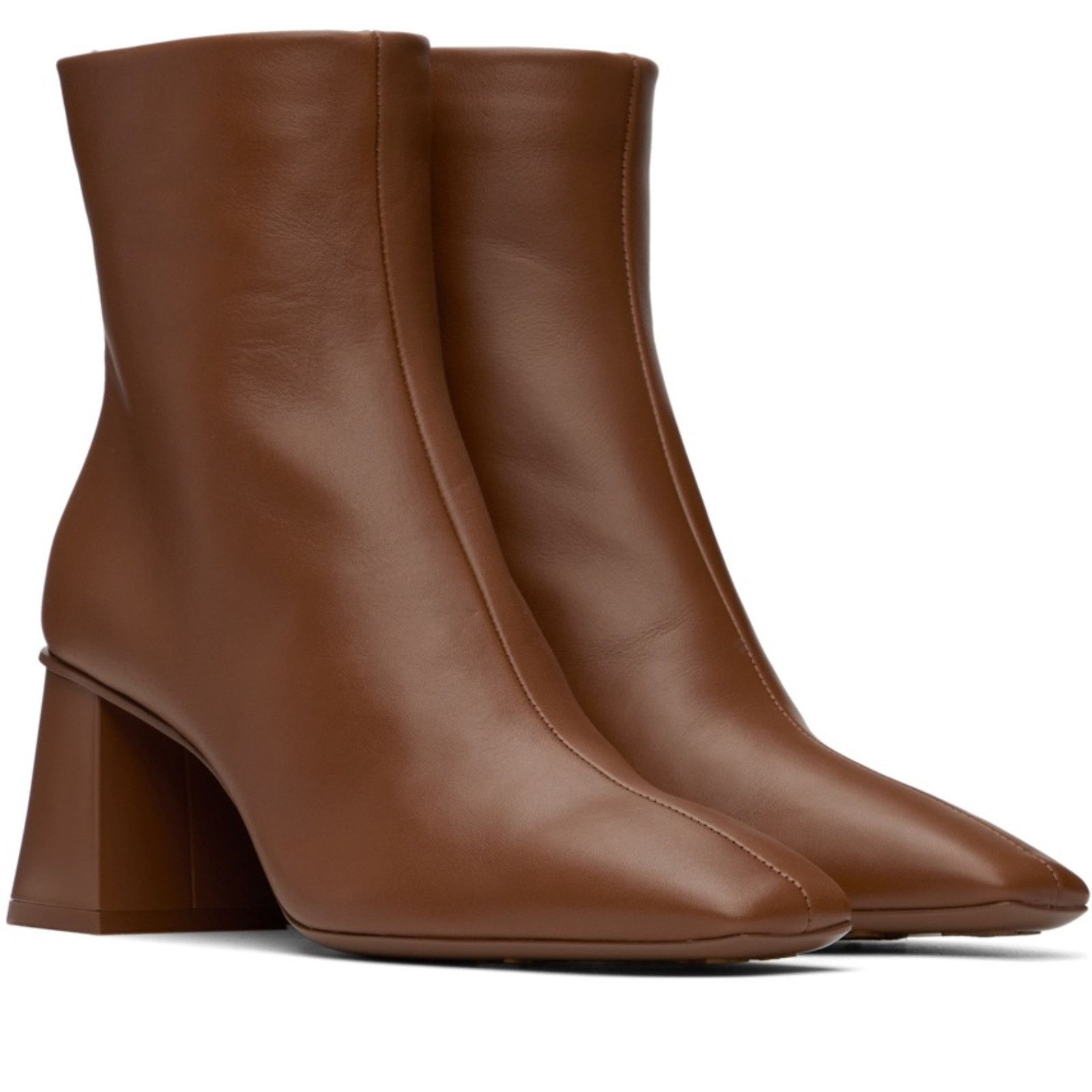 Max Mara NWT Max Mara Abby Block Square Toe Brown Ankle Boots Sz 40 Size US 9.5 / IT 39.5 - 2 Thumbnail