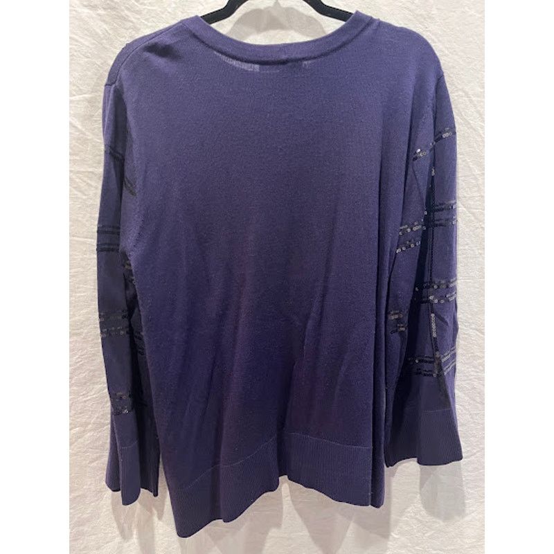 Chicos Chico's Sweater Sequin Plaid Purple Pullover Crew Womens XXL Size XXL / US 16-18 / IT 52-54 - 2 Thumbnail