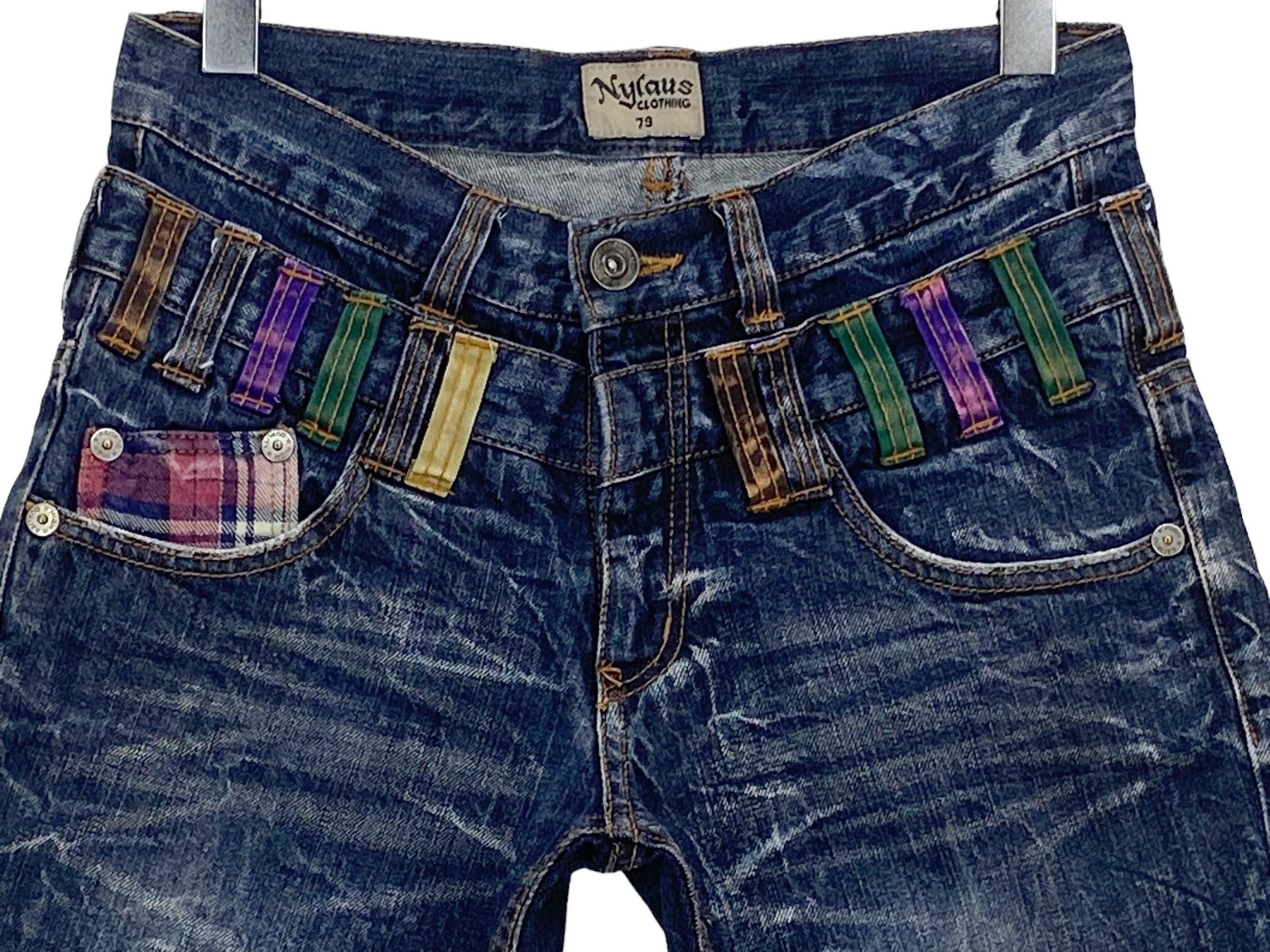Japanese Brand Nylaus Short Jeans Double Waist Jeans Japanese Jeans Size US 29 - 4 Thumbnail