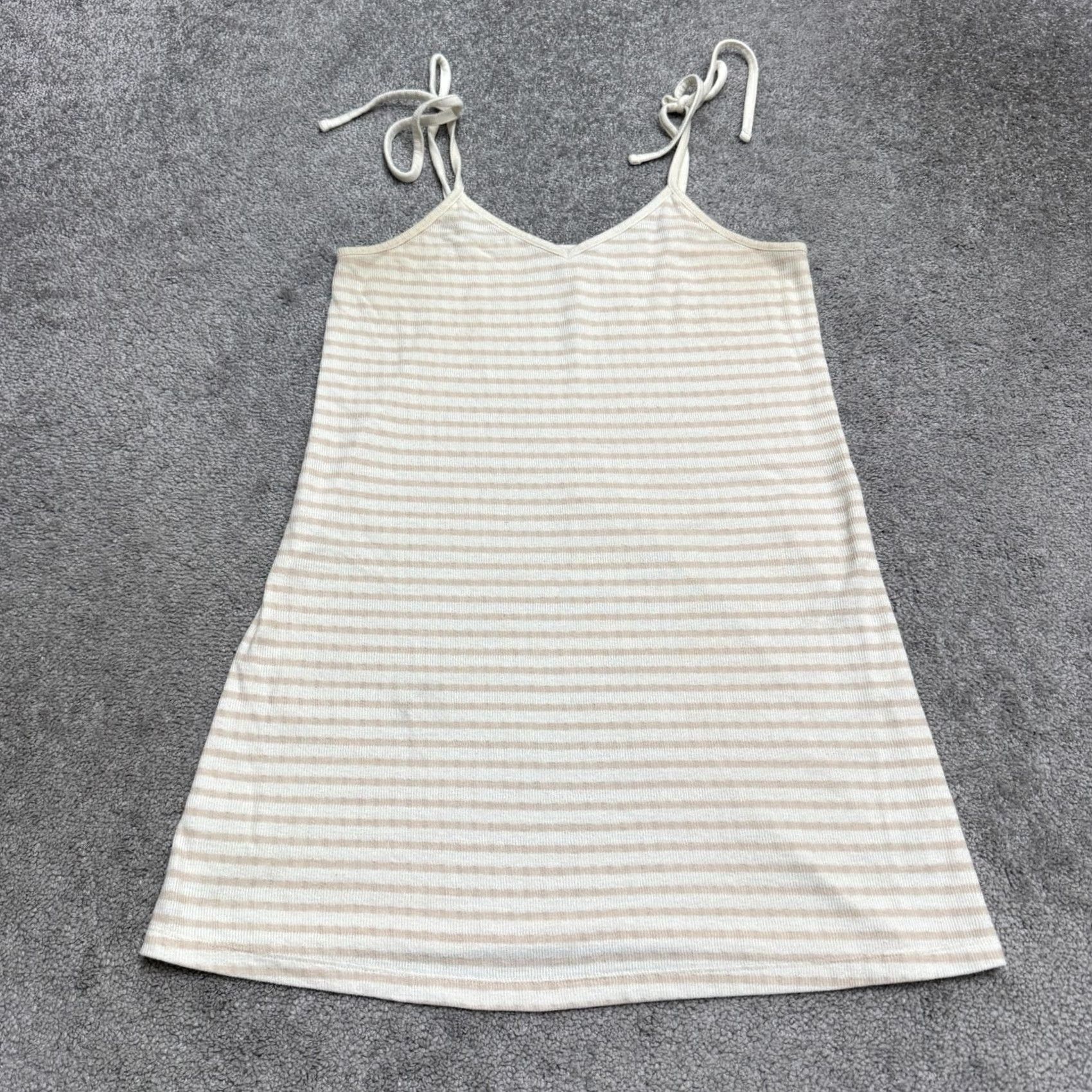 Madewell Madewell Striped Knit Cami Tank Dress Women Small Beige Tie Strap Stretch Dress Tank Style Sleeveless Slim Casual Summer Beig e Size S / US 4 / IT 40 - 2 Thumbnail