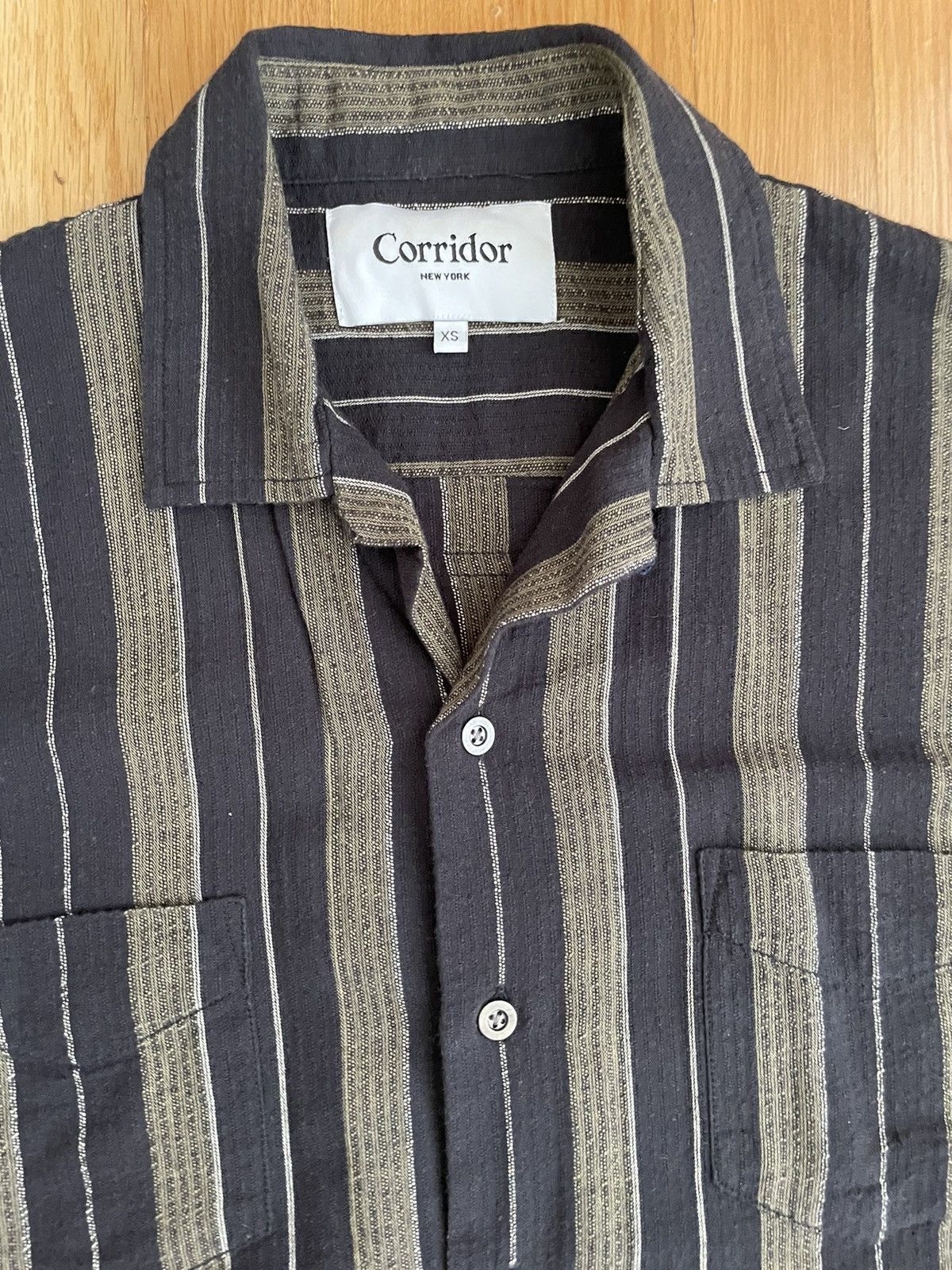 Corridor Corridor Black Olive Stripe Summer Shirt short sleeve Size US XS / EU 42 / 0 - 3 Thumbnail