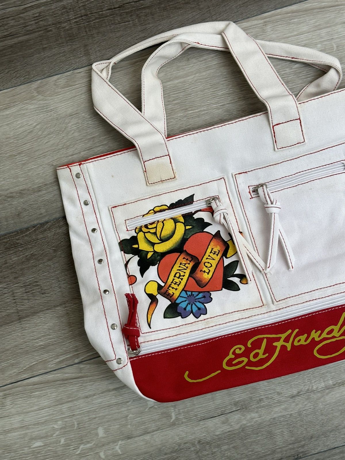 Ed Hardy Vintage Ed Hardy " Eteneral Love " Rose Skull White Tote Size ONE SIZE - 2 Thumbnail