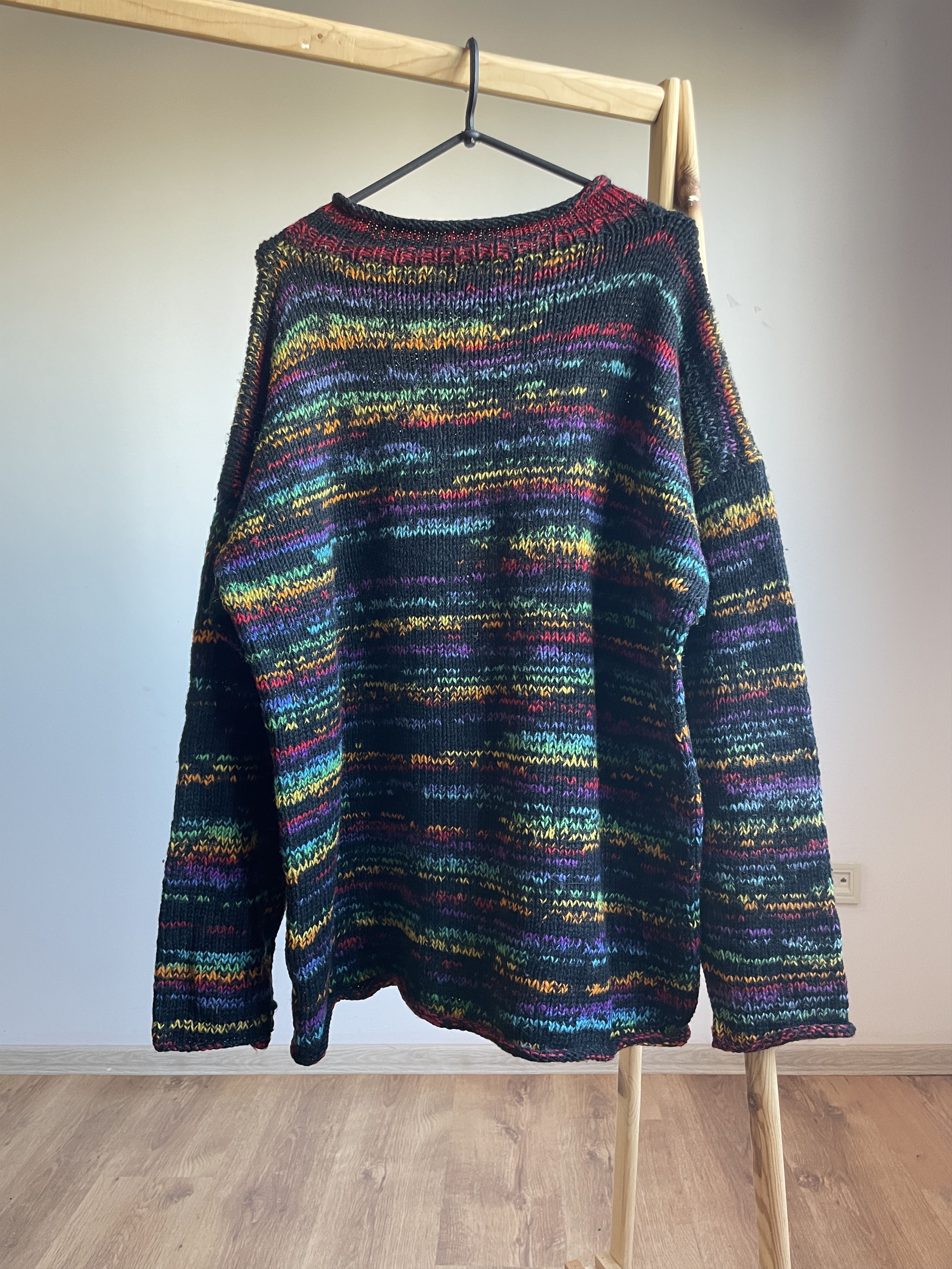 Handmade Vintage 90's Heavy Knit Handmade In Nepal Coloured Sweater Size US L / EU 52-54 / 3 - 2 Thumbnail