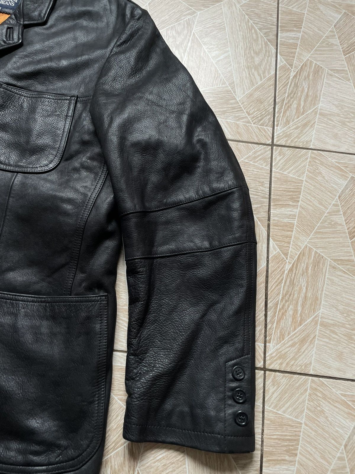 Armani × Vintage Vintage Armani Jeans Simin T Quilted Genuine Leather Jacket Size US L / EU 52-54 / 3 - 6 Thumbnail