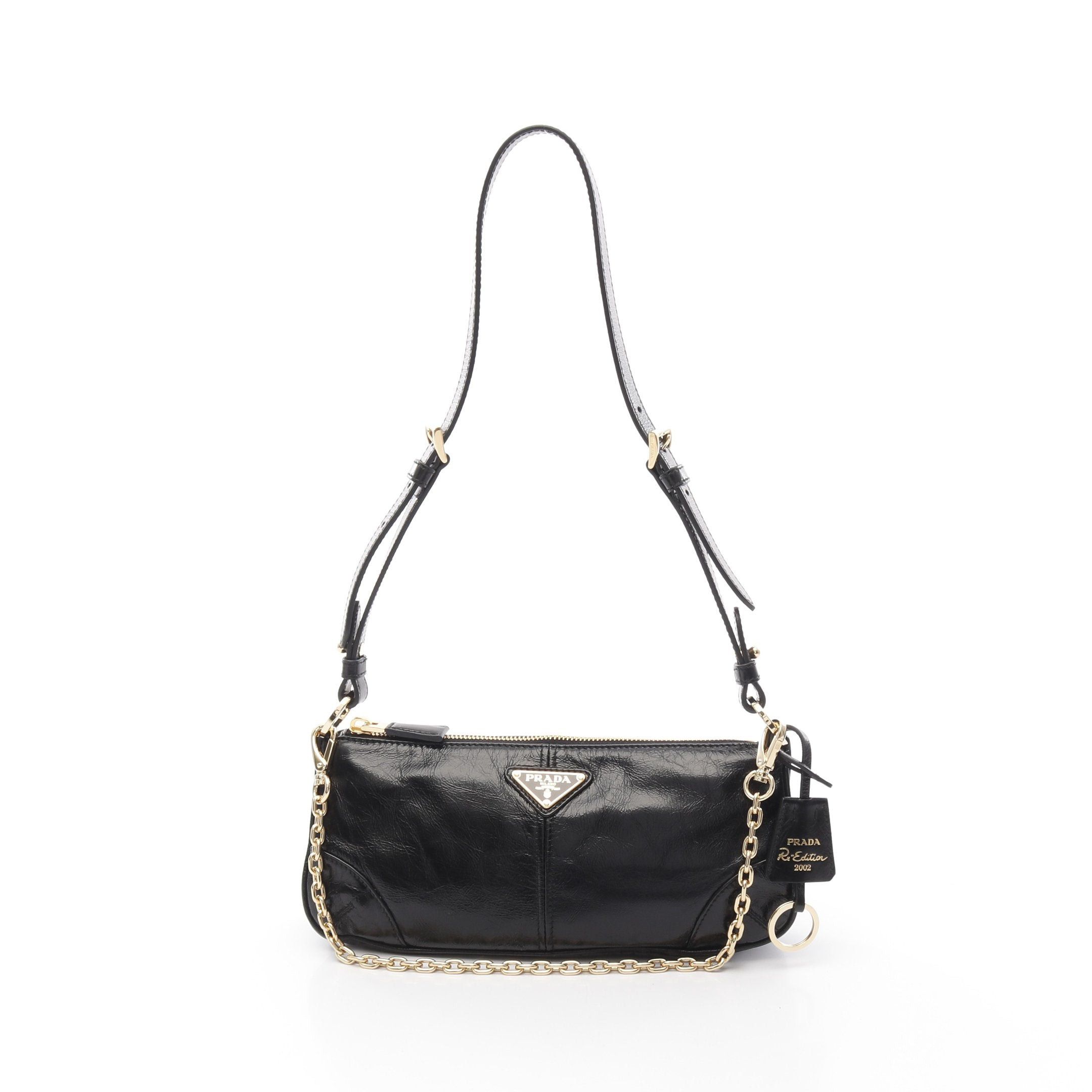 Prada Prada Re-Edition 2002 Chain Shoulder Bag Leather Black Size ONE SIZE - 1 Thumbnail