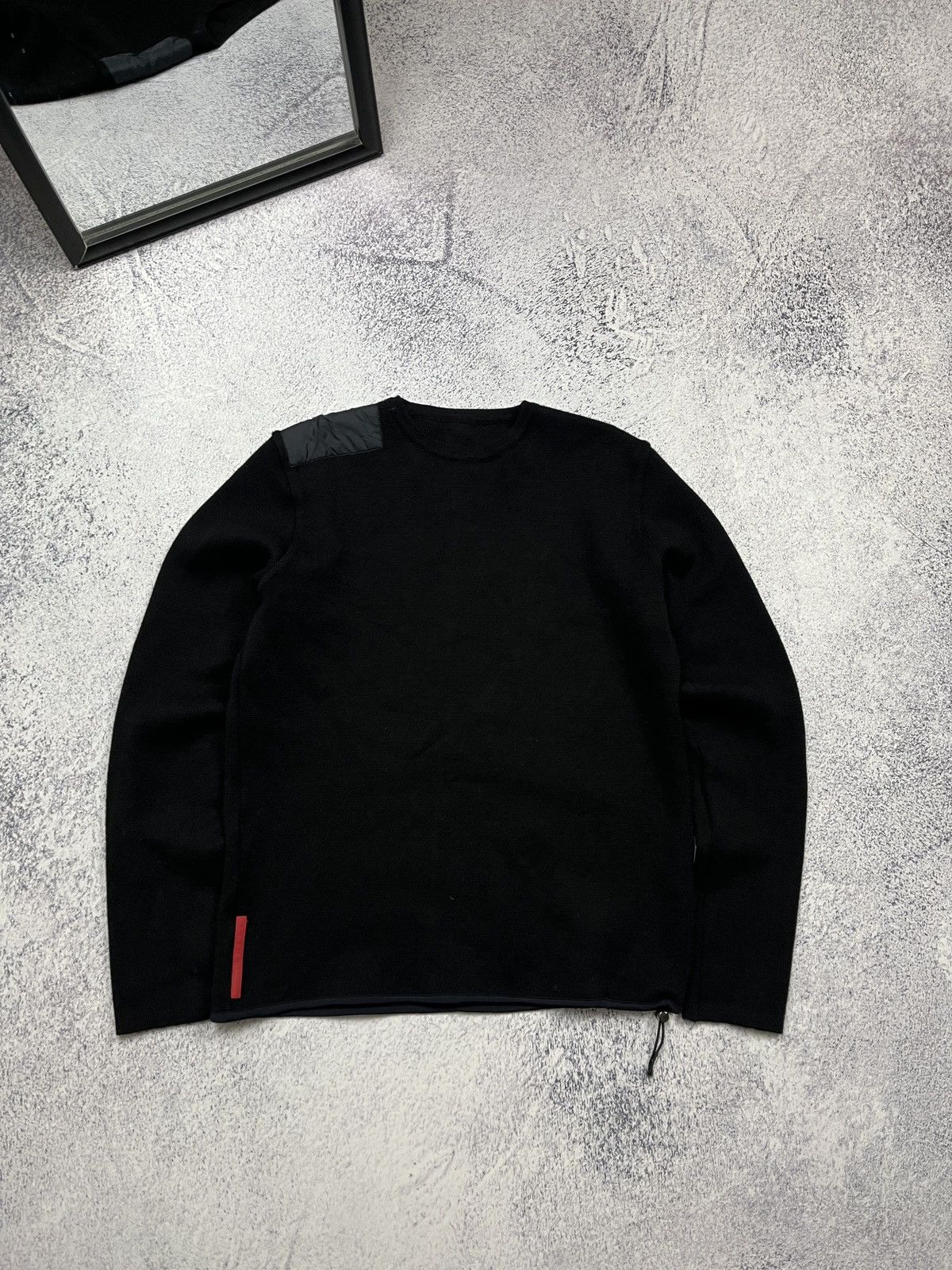 Prada Vintage Archive Prada Nylon Detail Wool Red Tab Knit Sweater